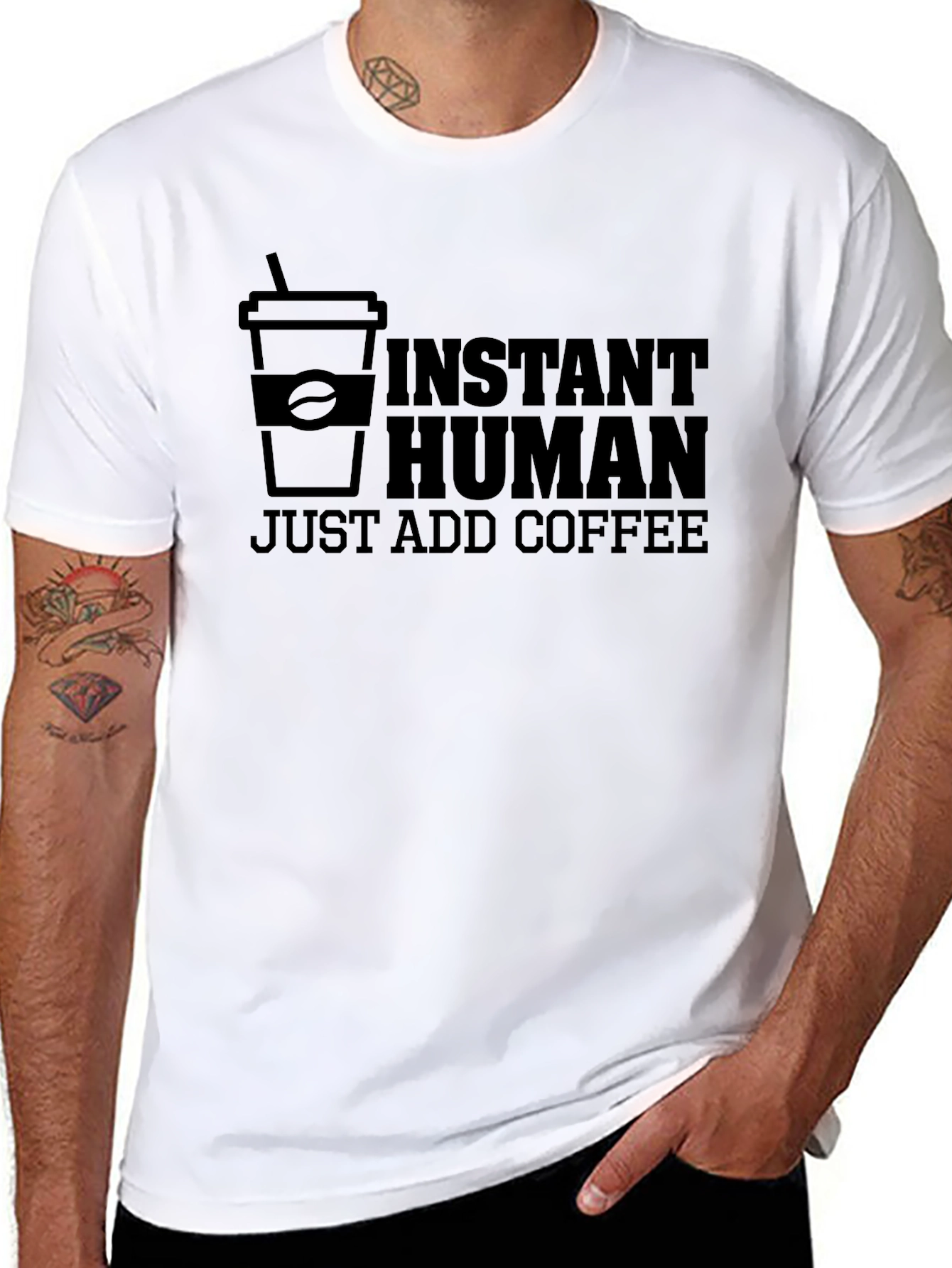 Instant Human Add Coffee T-Shirt - Black
