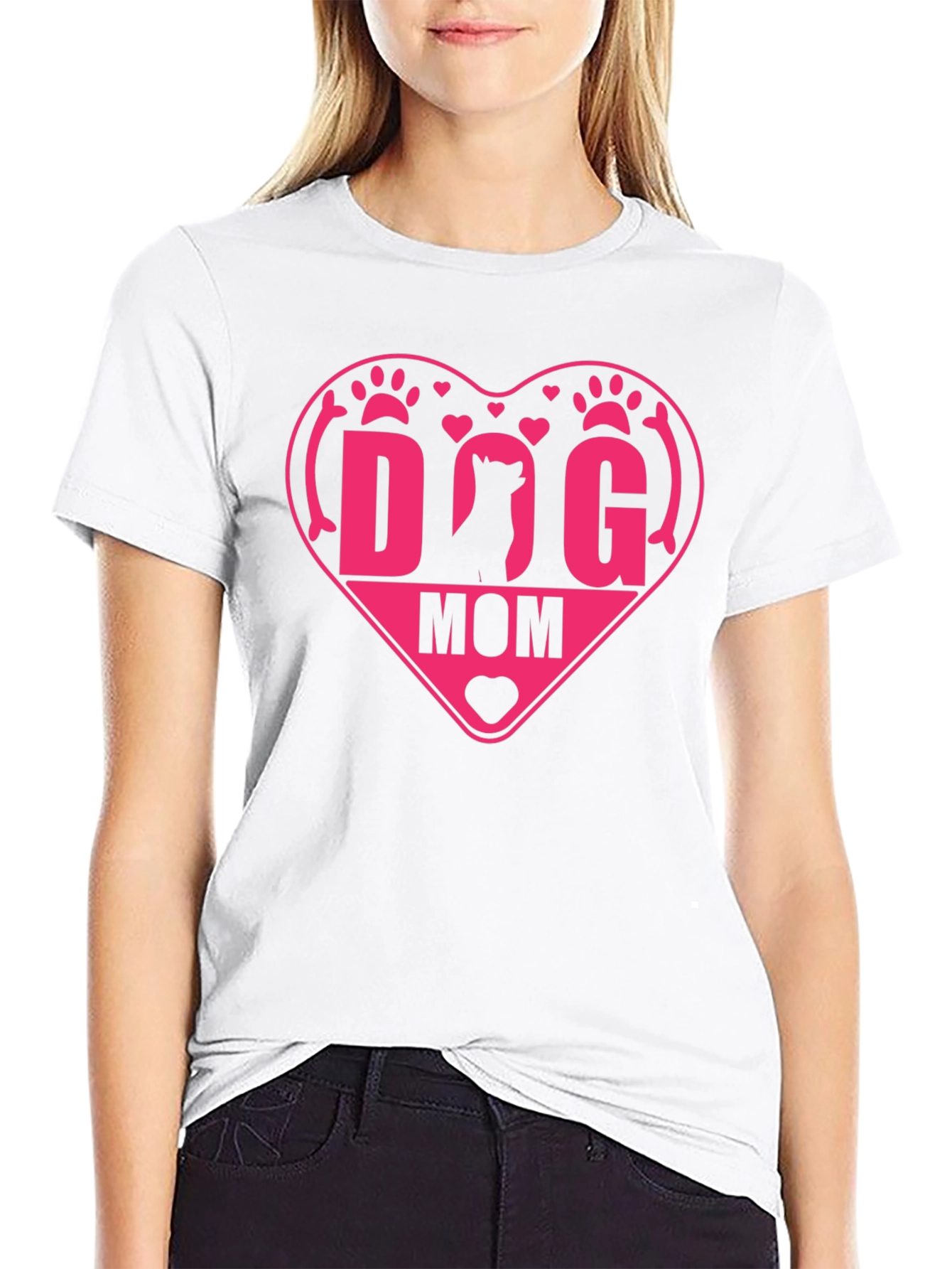 Dog Mom Heart T-Shirt - Black
