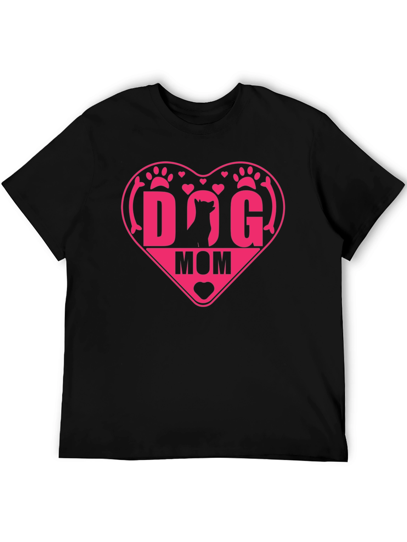 Dog Mom Heart T-Shirt - Black
