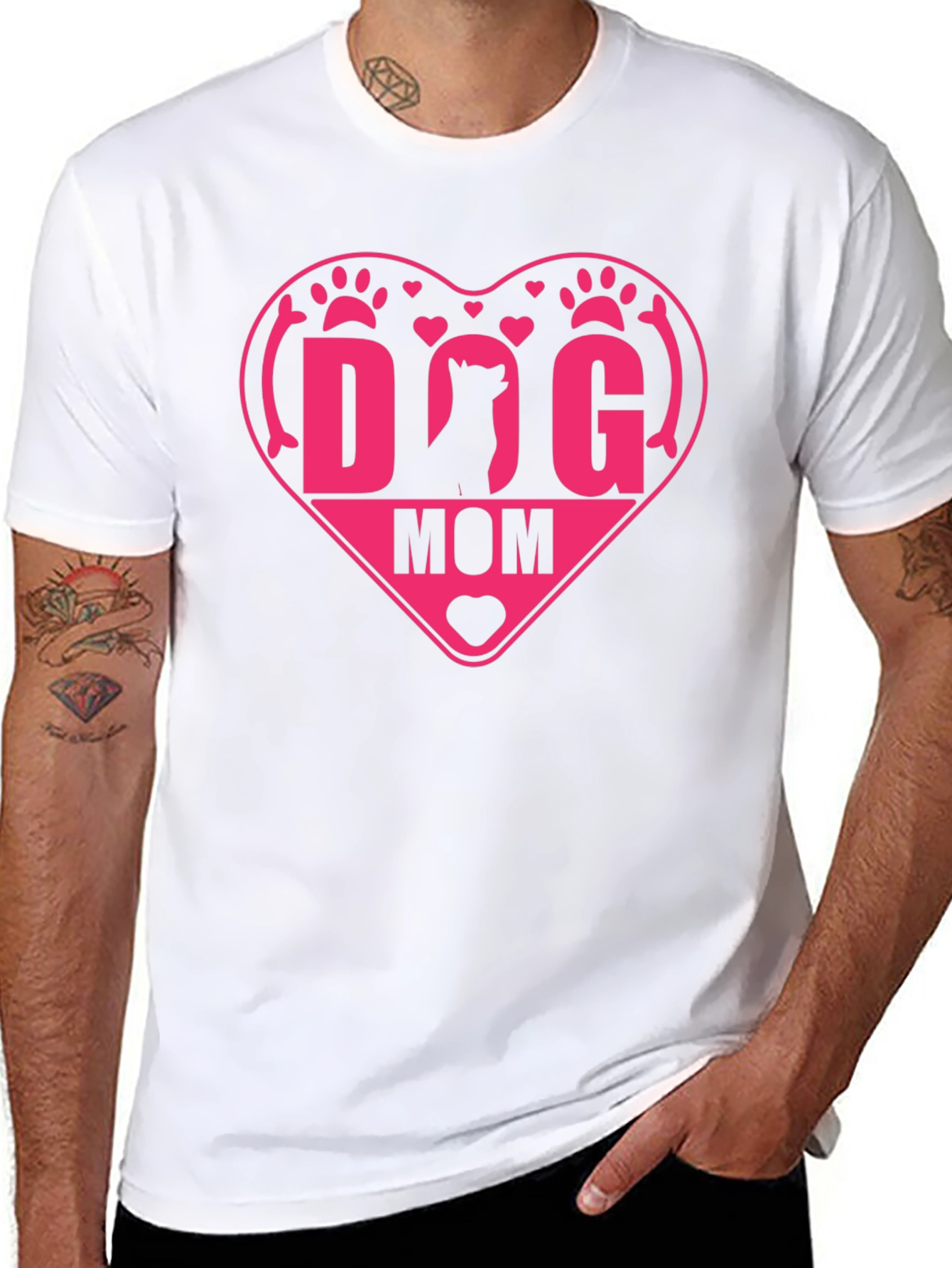Dog Mom Heart T-Shirt - Black