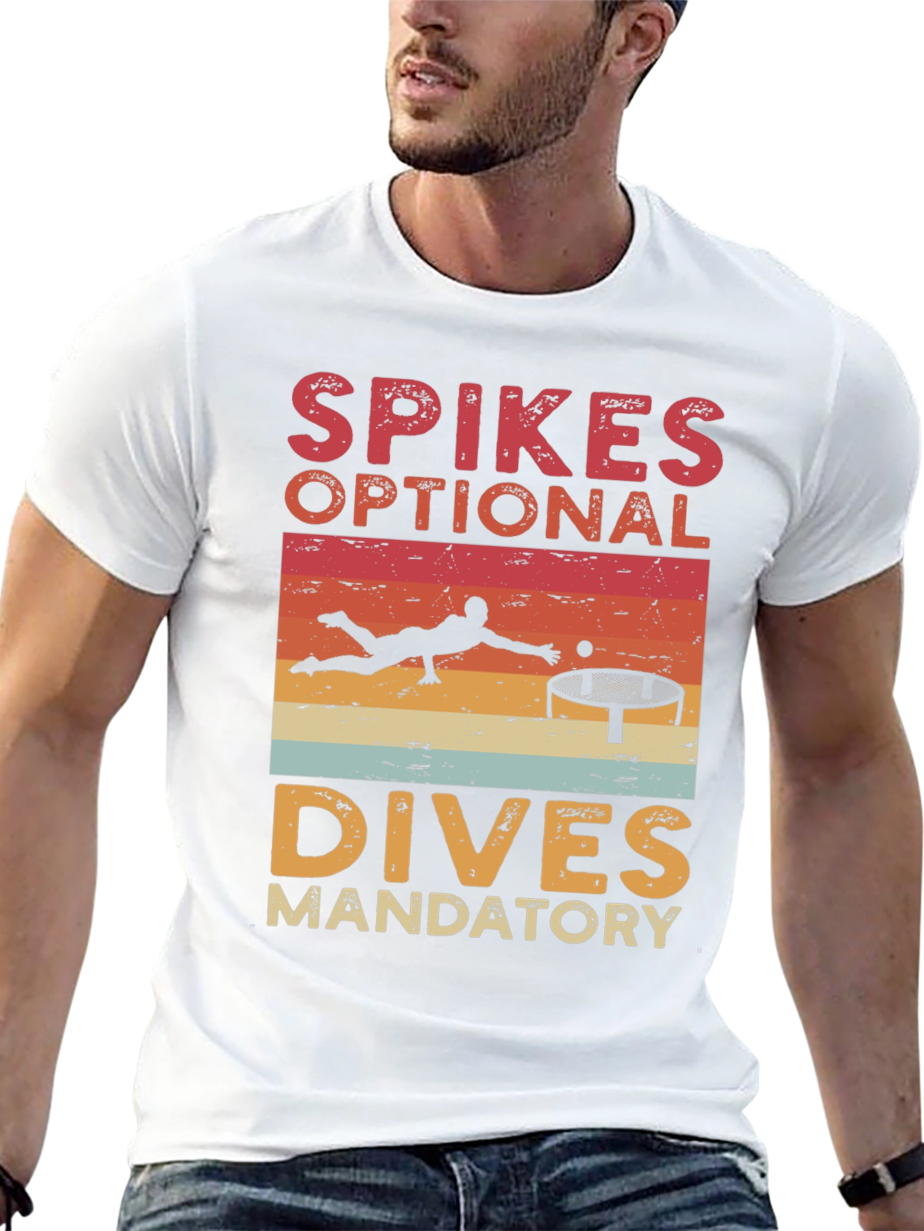 Volleyball T-Shirt: Spikes Optional Dives Mandatory