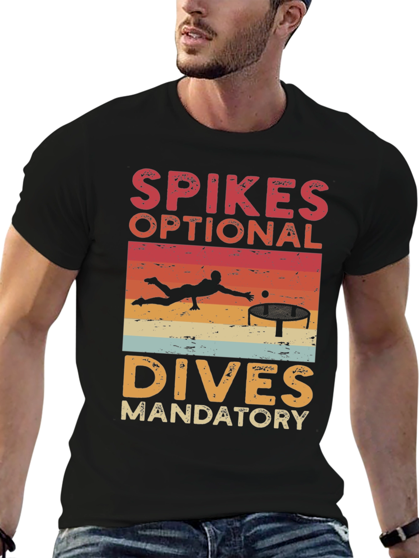 Volleyball T-Shirt: Spikes Optional Dives Mandatory