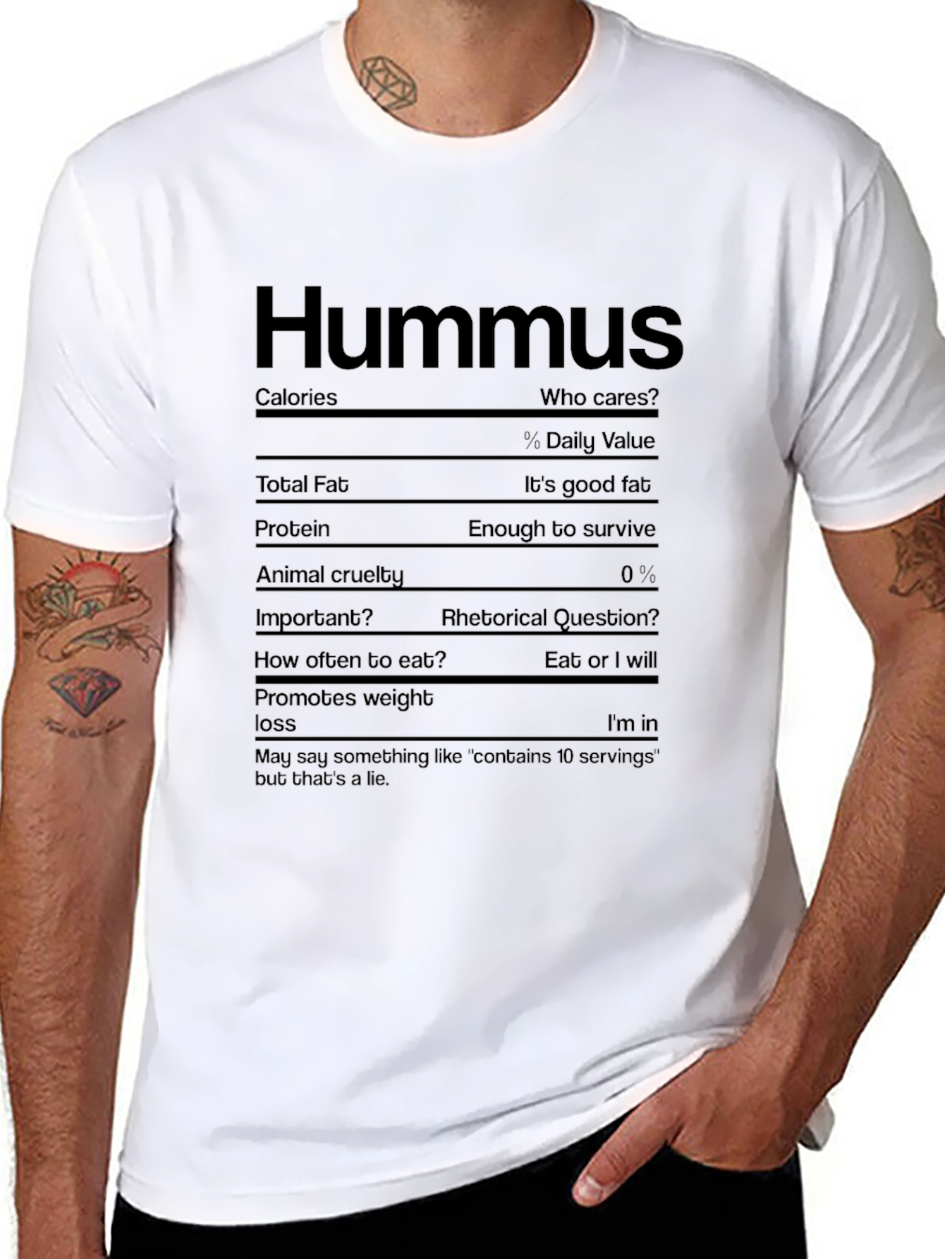 Hummus Nutrition Facts Graphic Tee - Sarcastic Foodie T-Shirt
