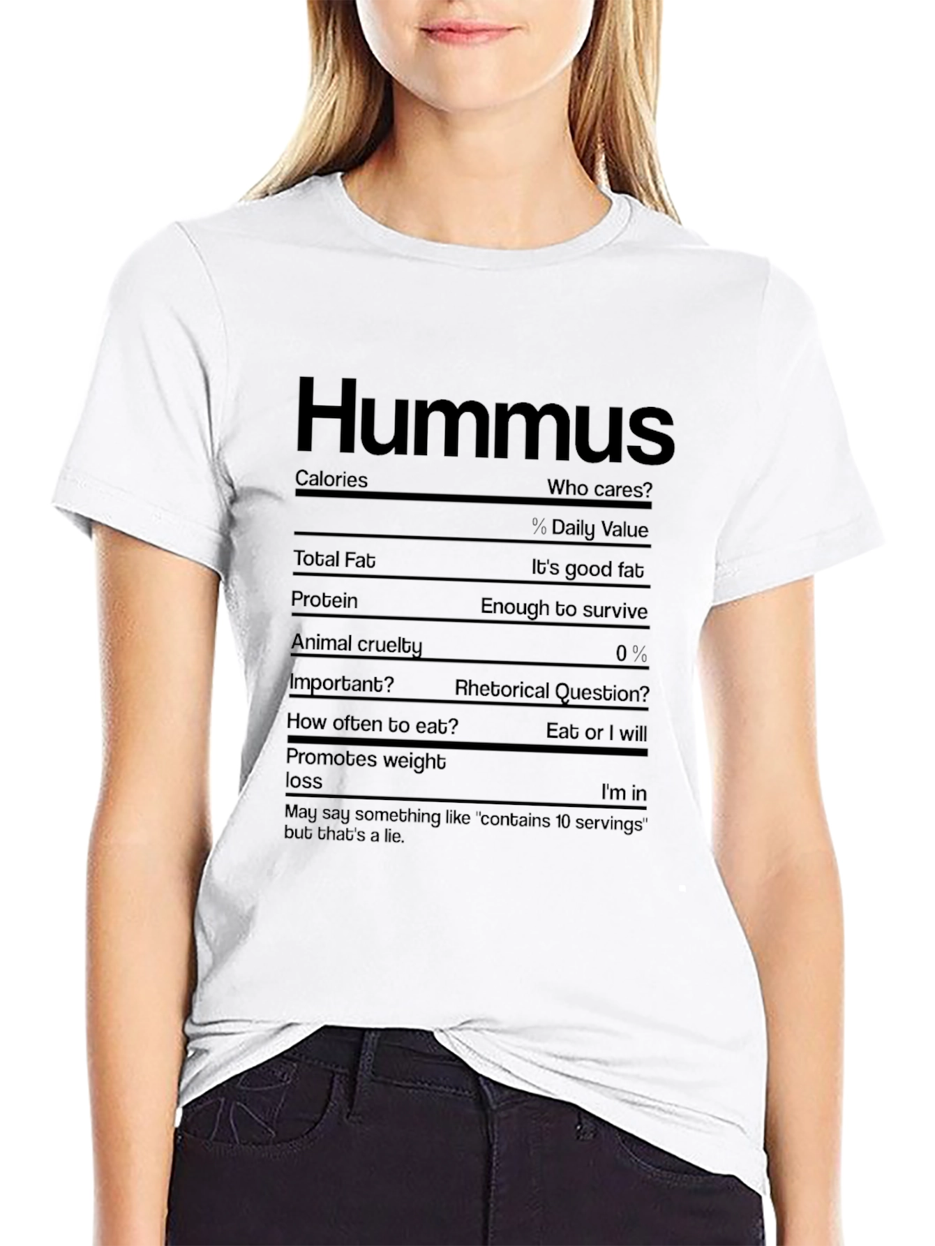 Hummus Nutrition Facts Graphic Tee - Sarcastic Foodie T-Shirt