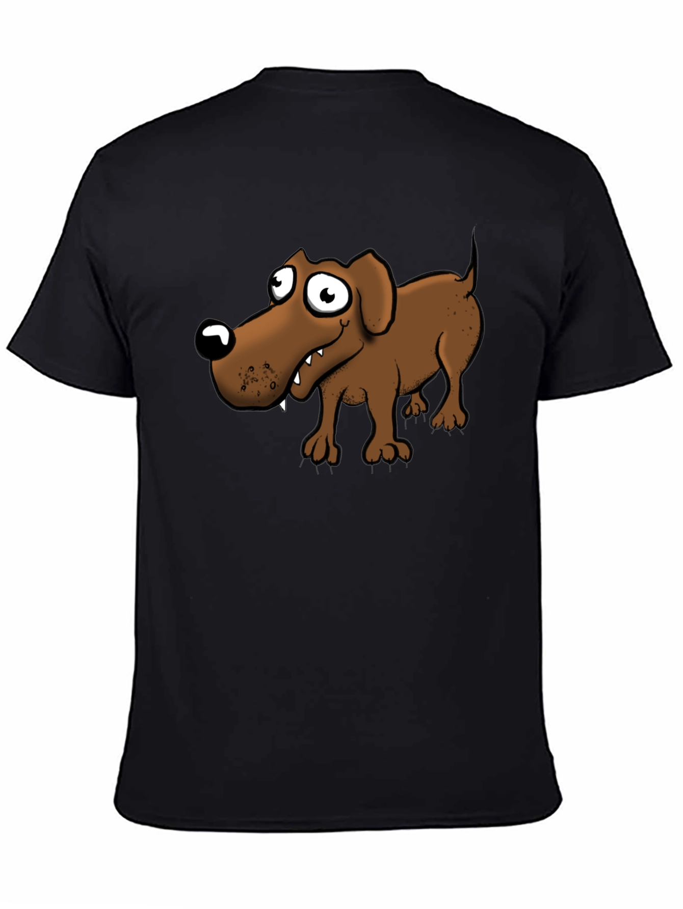 Cartoon Dog Graphic T-Shirt - Black