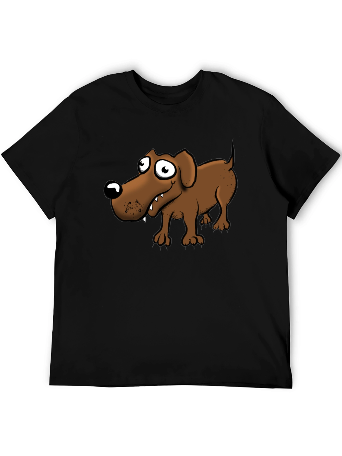 Cartoon Dog Graphic T-Shirt - Black