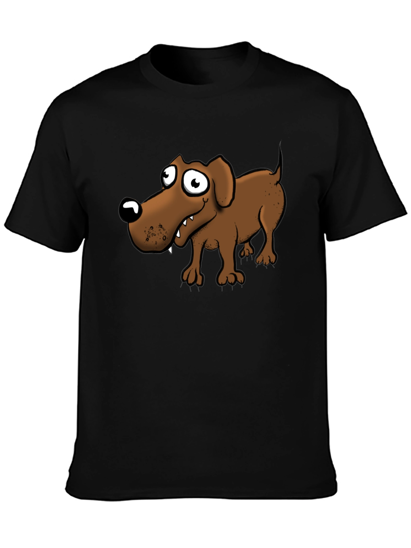 Cartoon Dog Graphic T-Shirt - Black