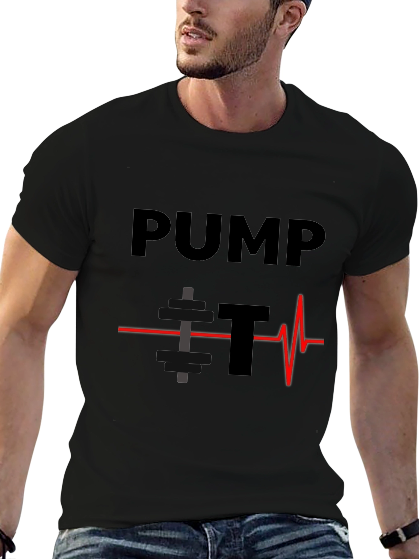 Pump It Heartbeat Graphic Tee - Black