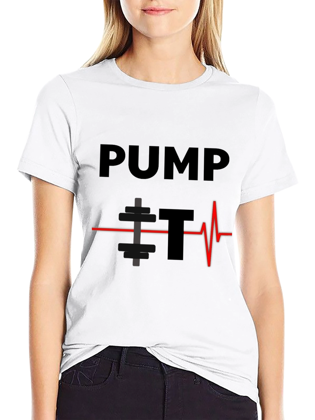 Pump It Heartbeat Graphic Tee - Black