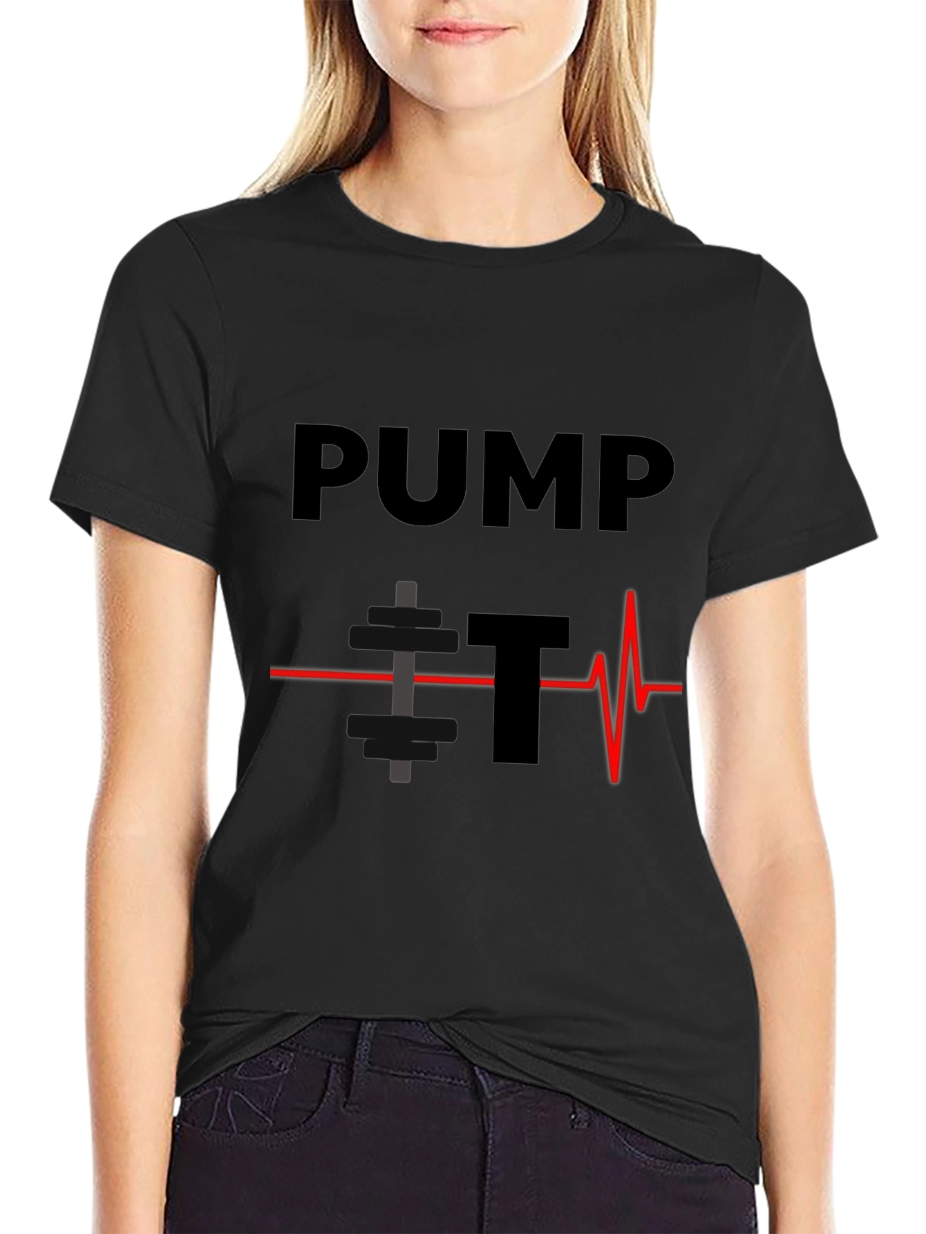 Pump It Heartbeat Graphic Tee - Black