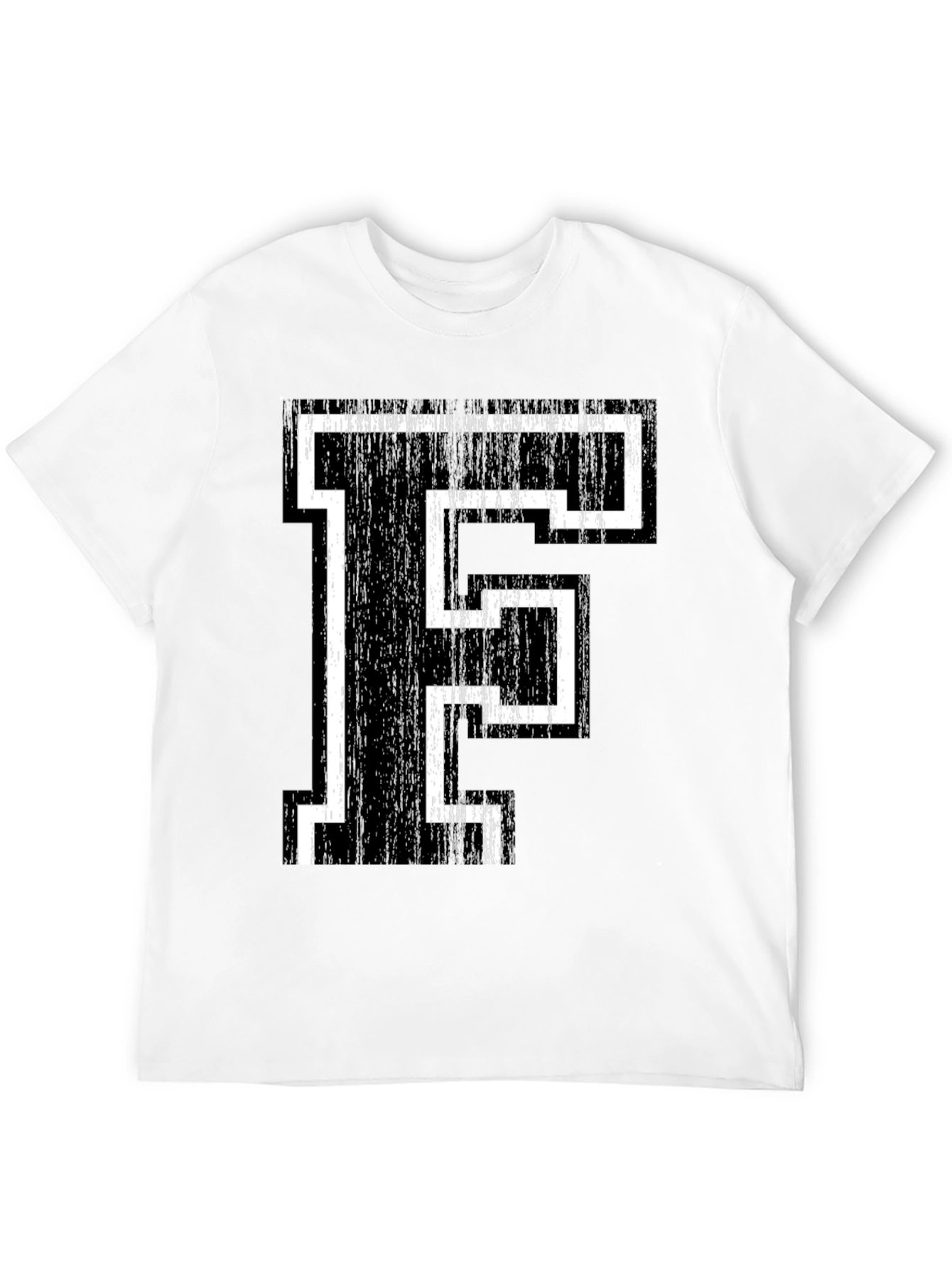 Letter F Graphic T-Shirt - Black Cotton Tee