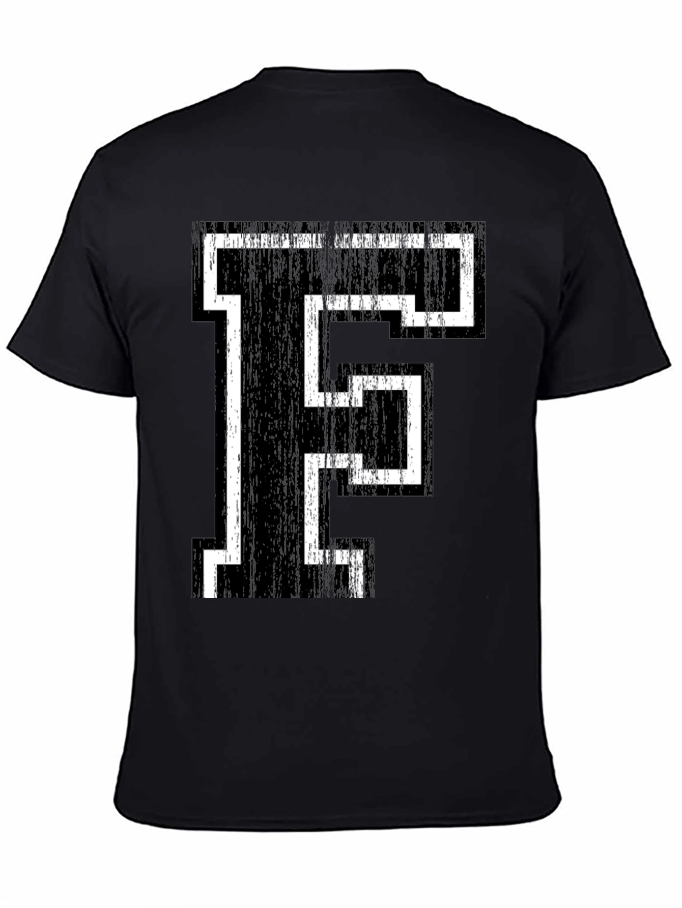 Letter F Graphic T-Shirt - Black Cotton Tee