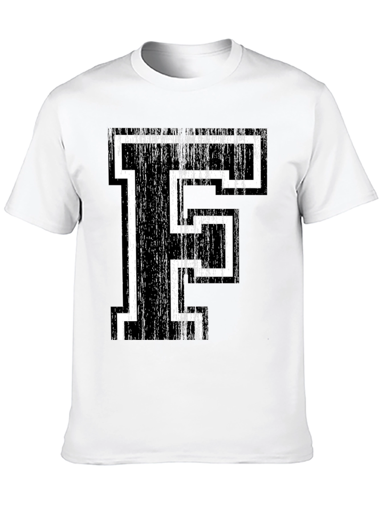 Letter F Graphic T-Shirt - Black Cotton Tee