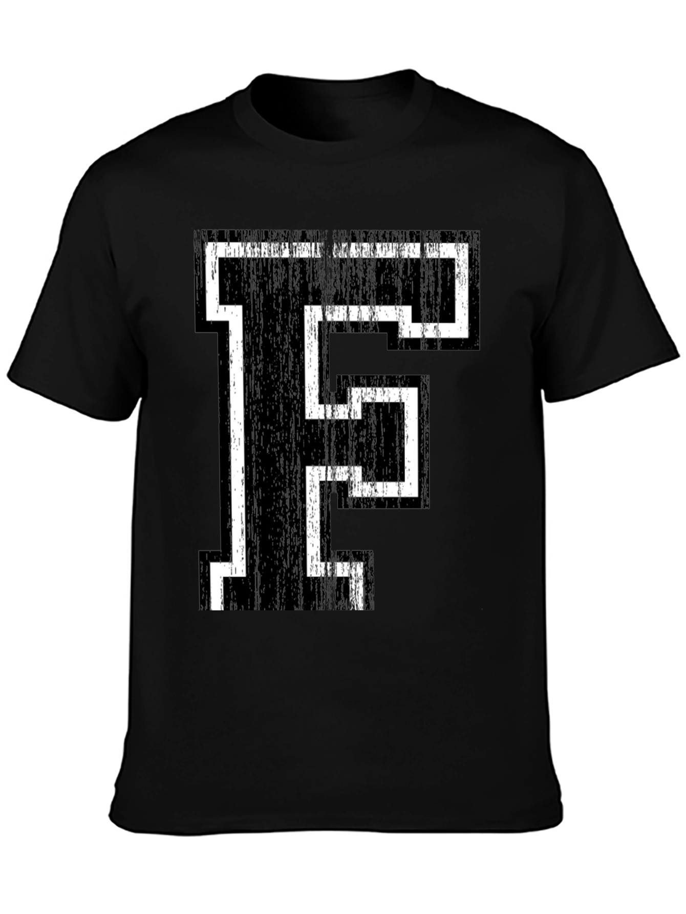 Letter F Graphic T-Shirt - Black Cotton Tee