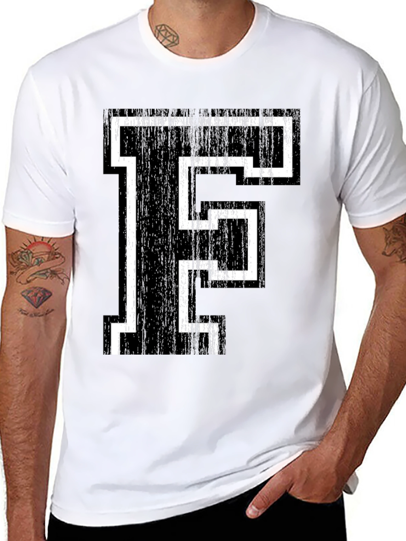 Letter F Graphic T-Shirt - Black Cotton Tee