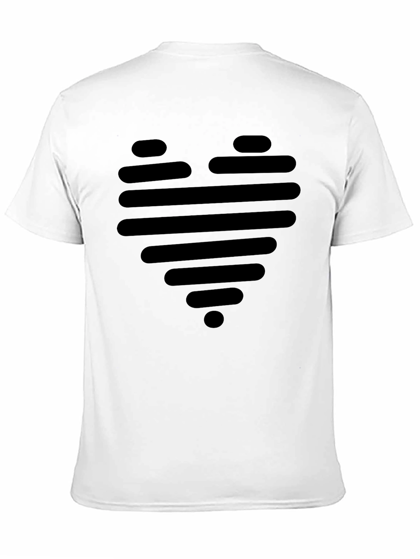 Modern Striped Heart Graphic Black T-Shirt
