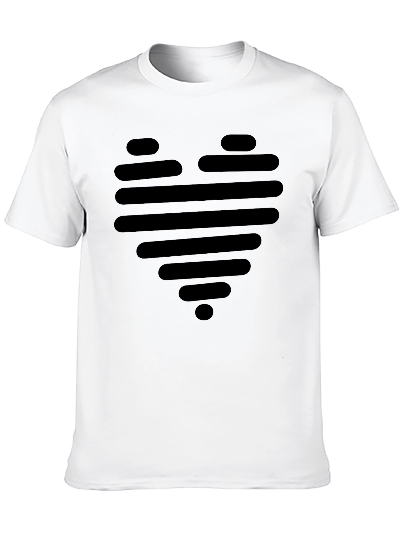 Modern Striped Heart Graphic Black T-Shirt