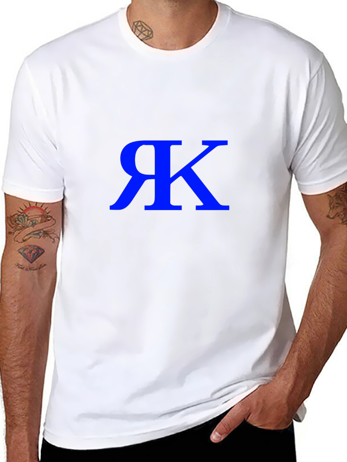 Stylish Black T-Shirt with Blue Initial Graphic