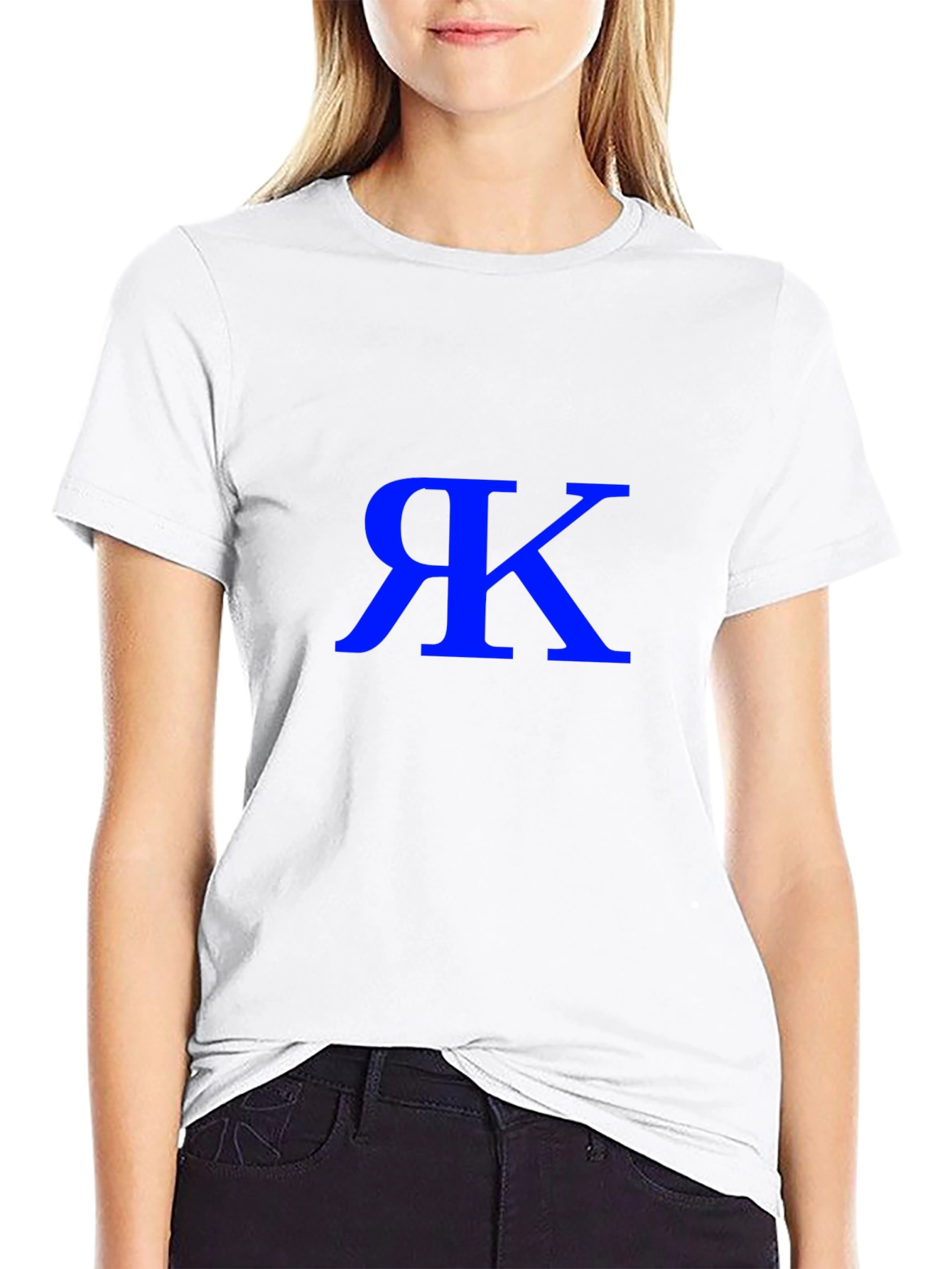 Stylish Black T-Shirt with Blue Initial Graphic