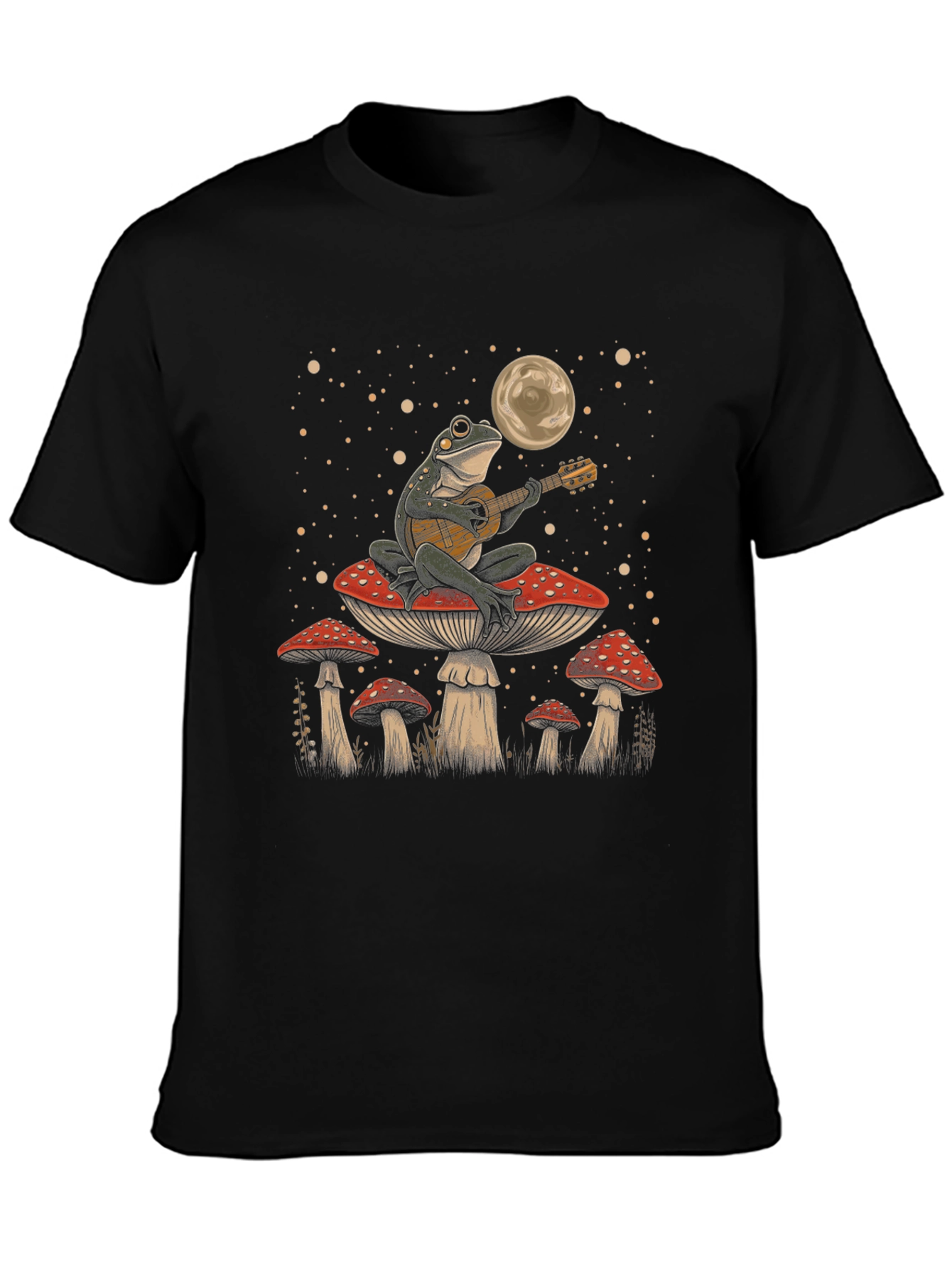Frog Playing Guitar on Mushroom T-Shirt