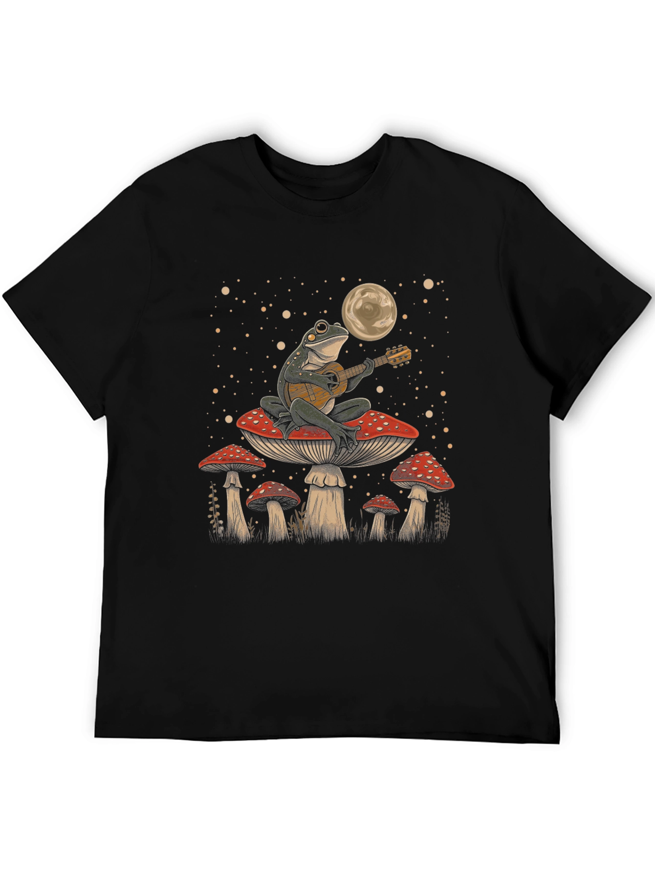 Frog Playing Guitar on Mushroom T-Shirt