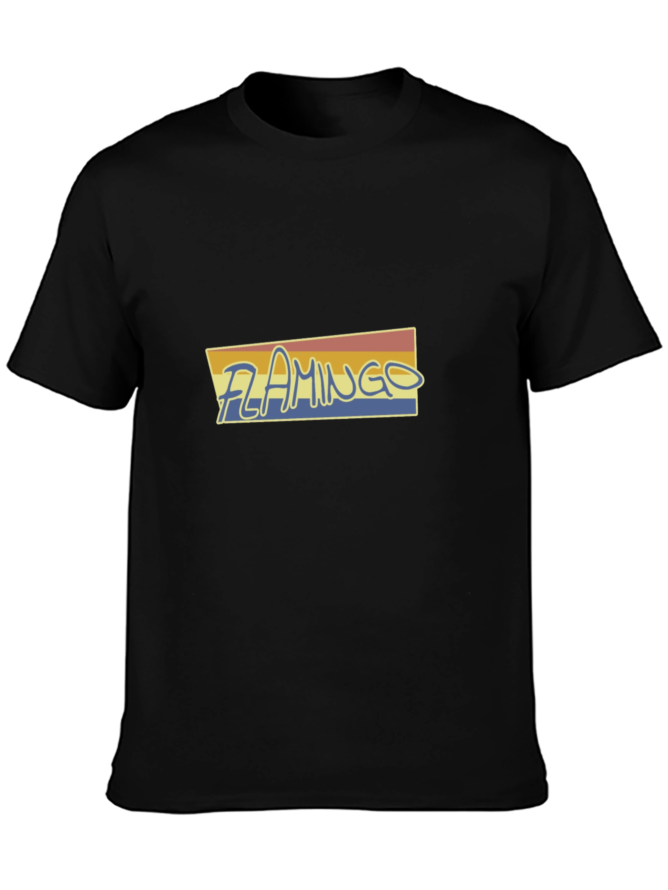 Retro Flamingo Graphic Tee - Soft Black Cotton Shirt