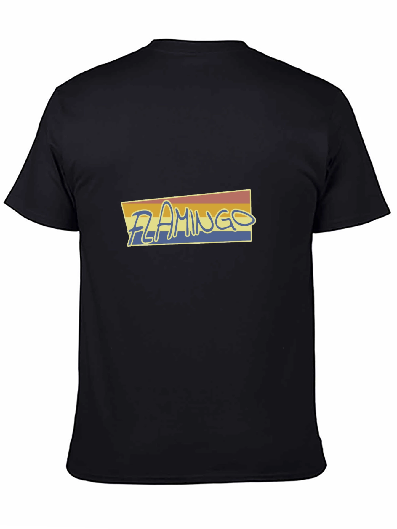 Retro Flamingo Graphic Tee - Soft Black Cotton Shirt