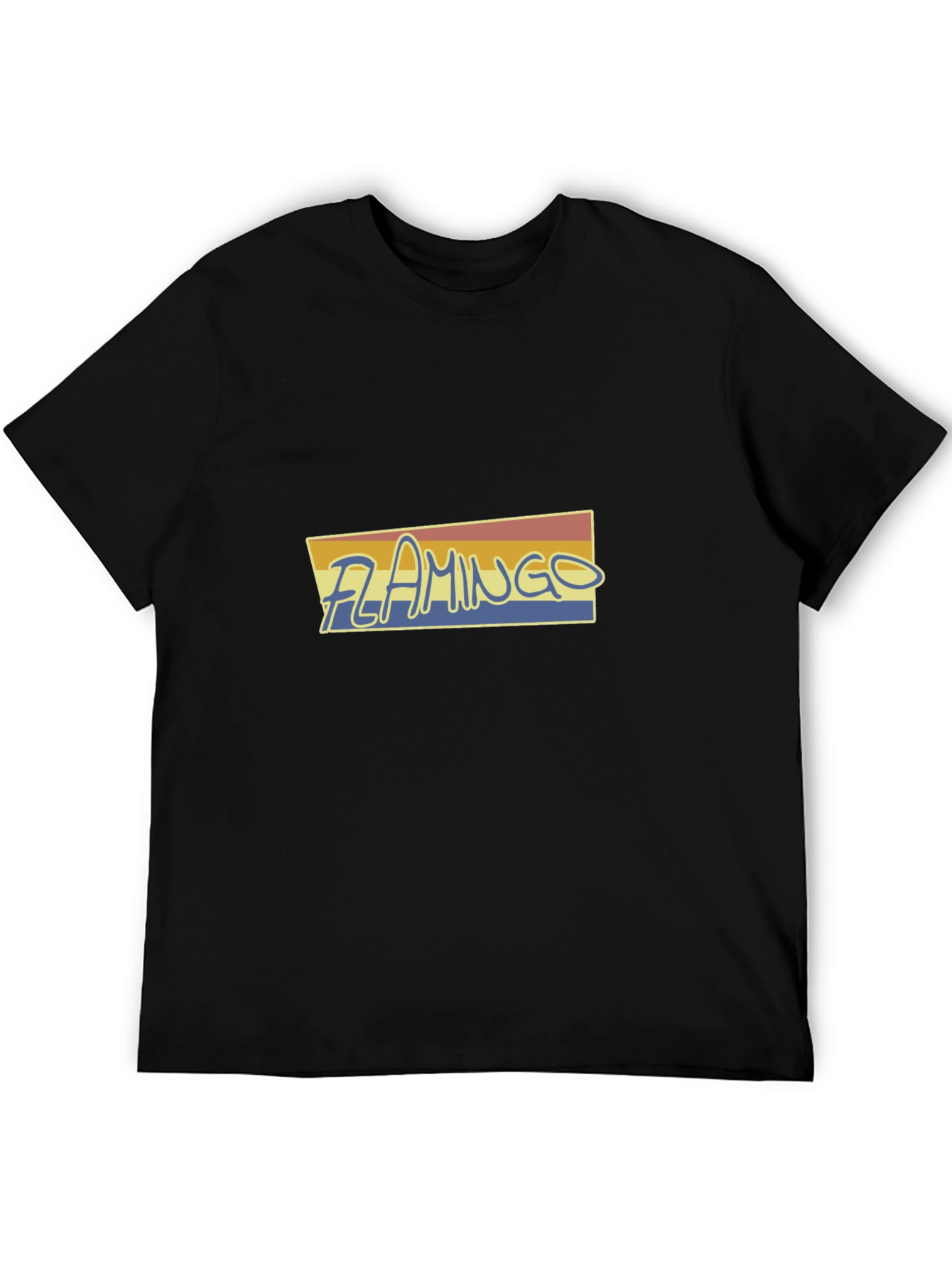 Retro Flamingo Graphic Tee - Soft Black Cotton Shirt