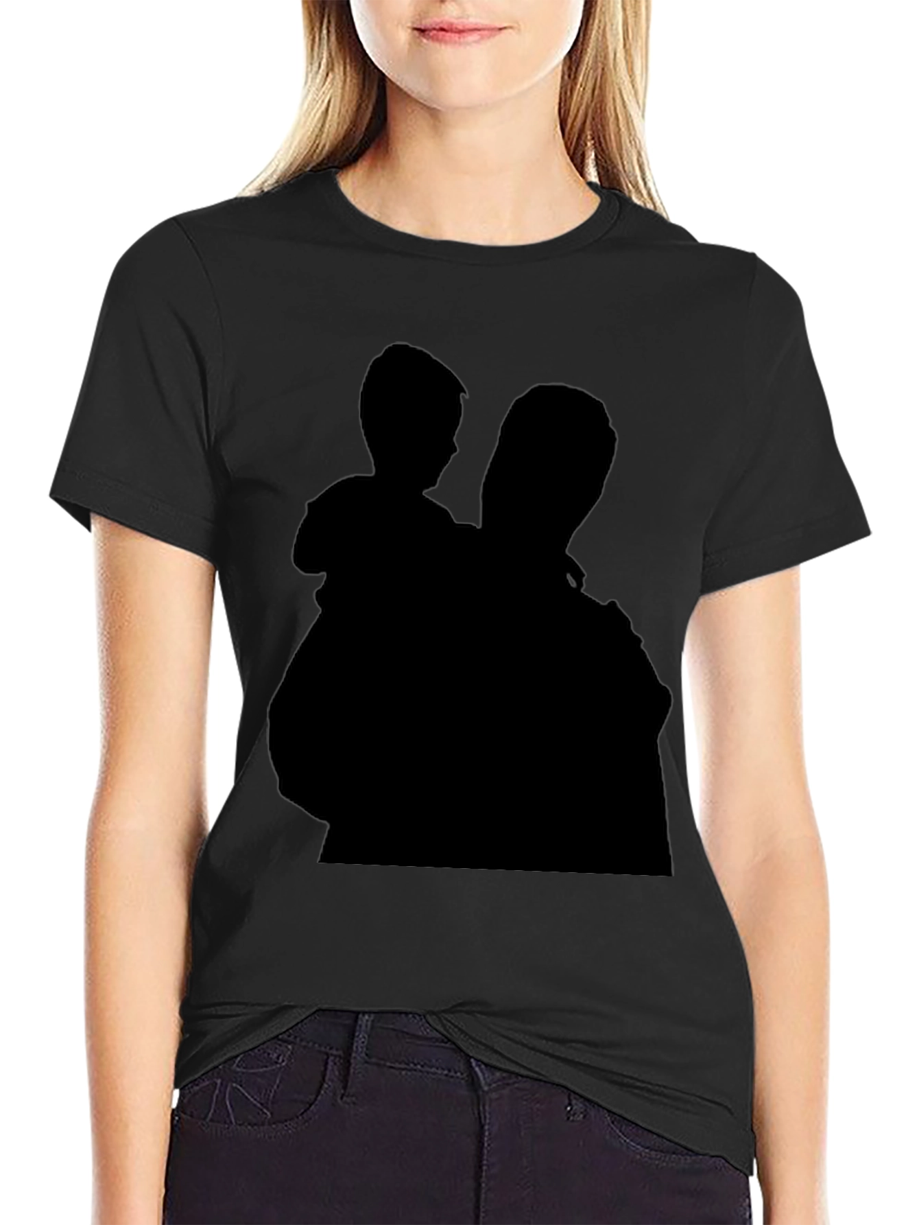Silhouette Father & Child Black T-Shirt