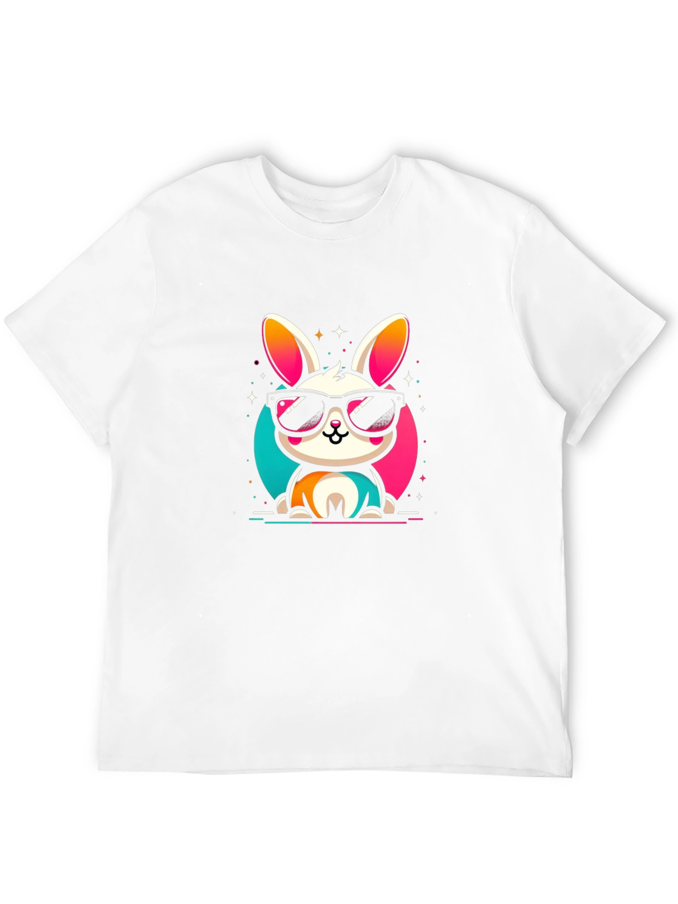 Cool Bunny Graphic Tee - Black Cotton Casual Shirt