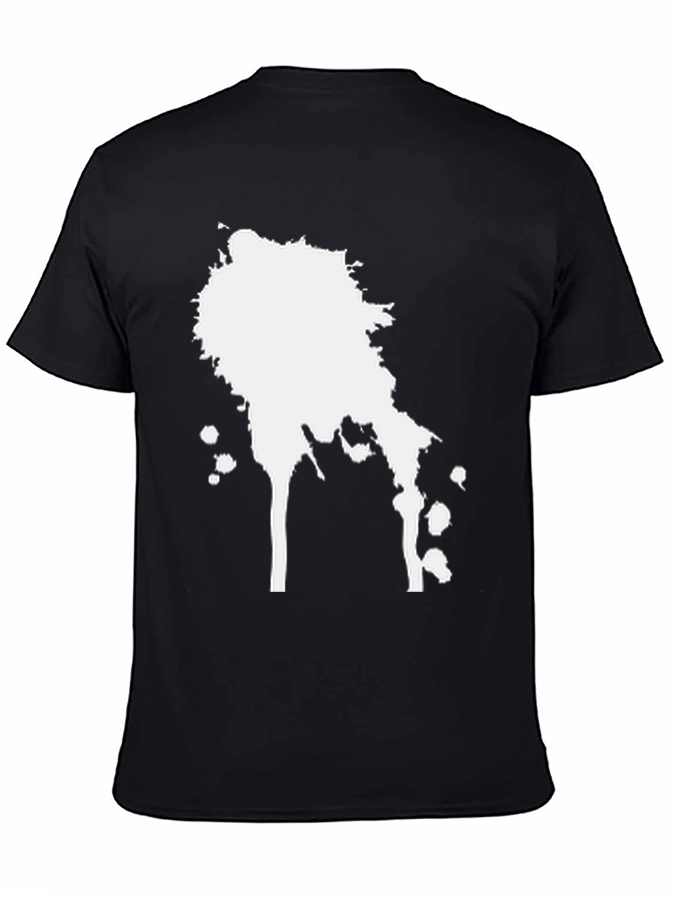Mens Black T-Shirt with White Splatter Design