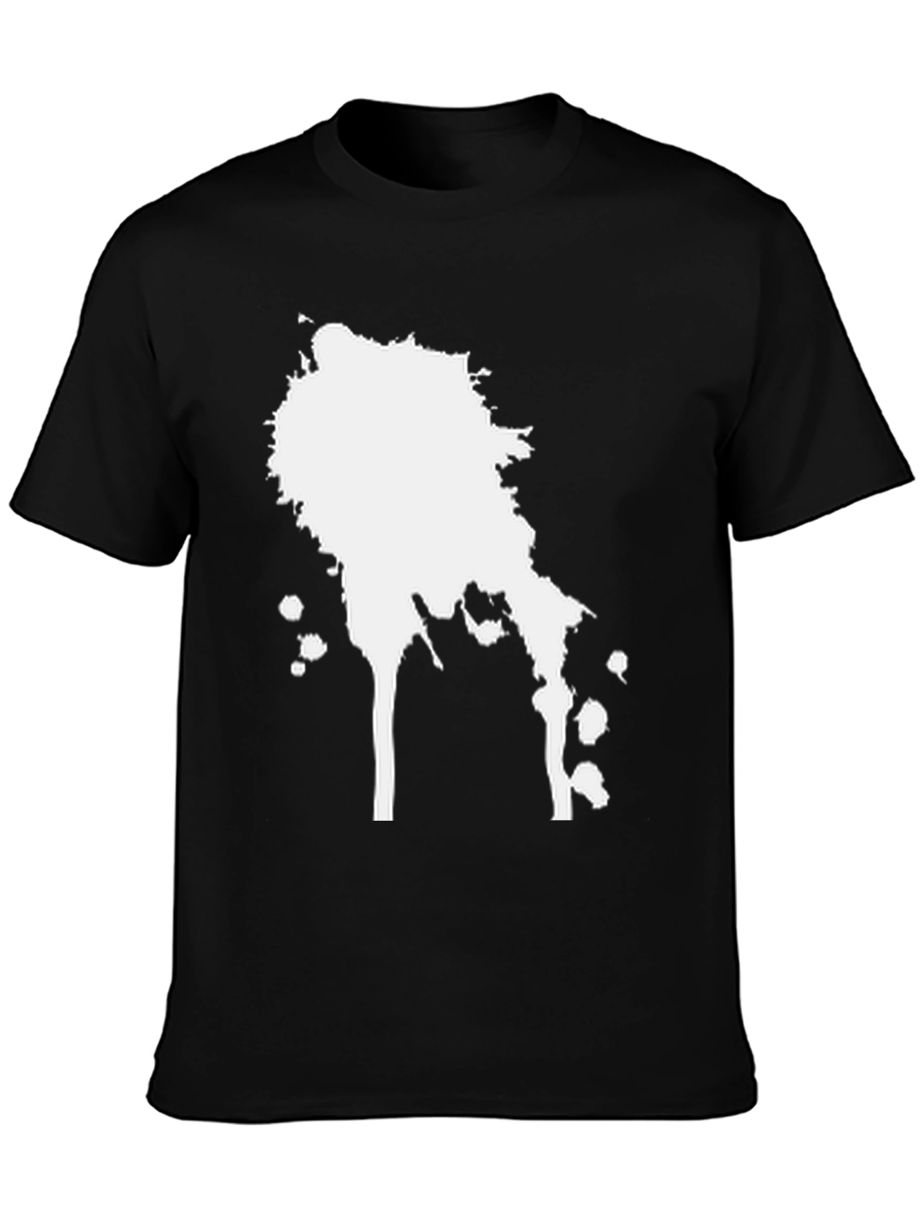 Mens Black T-Shirt with White Splatter Design