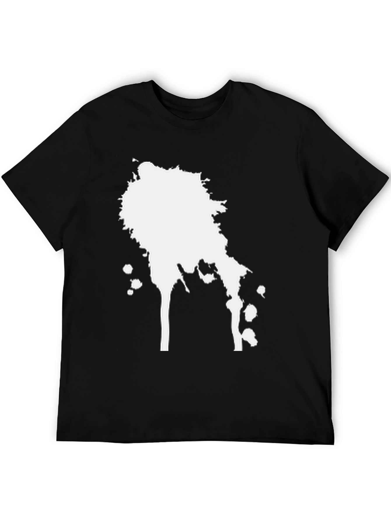 Mens Black T-Shirt with White Splatter Design