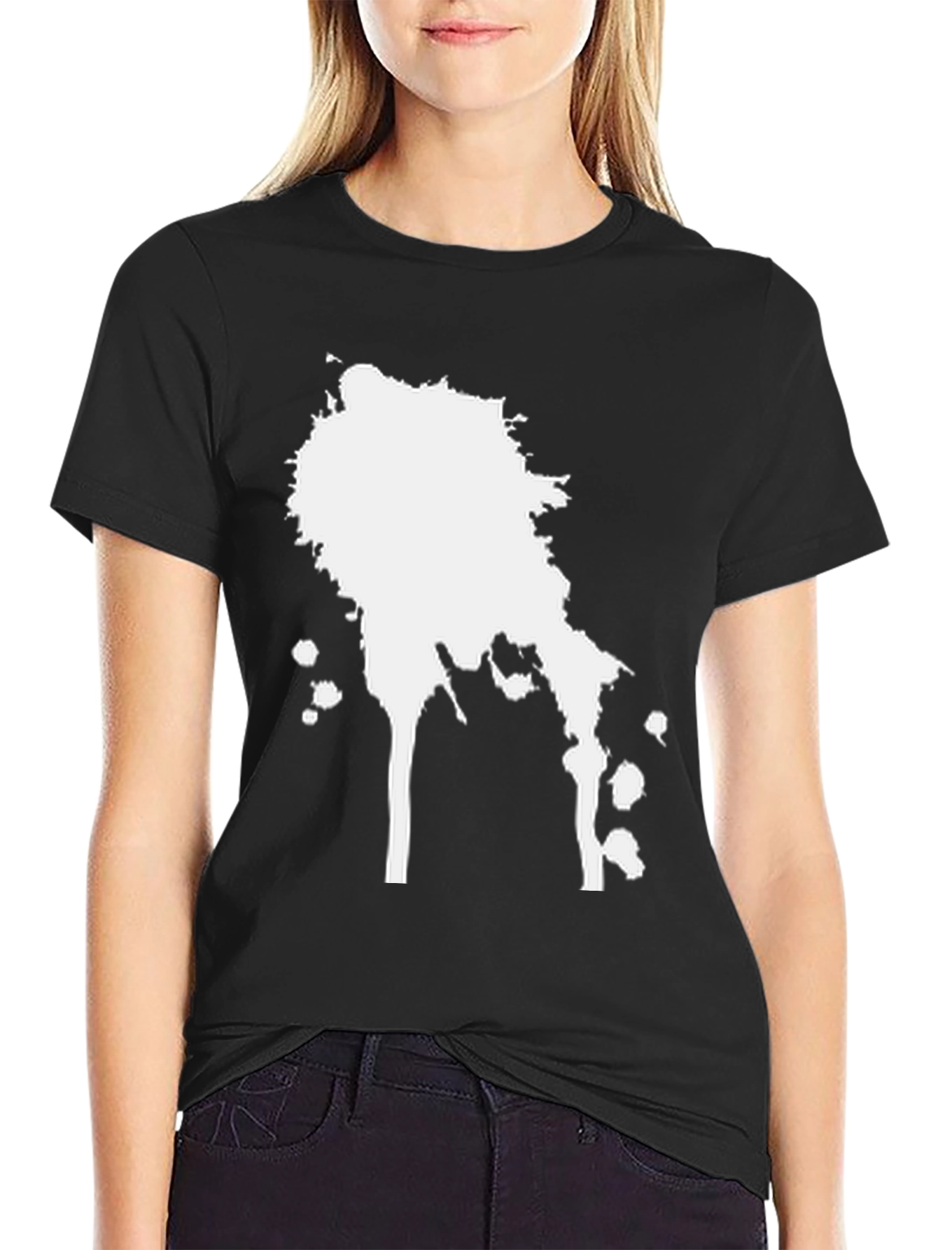 Mens Black T-Shirt with White Splatter Design