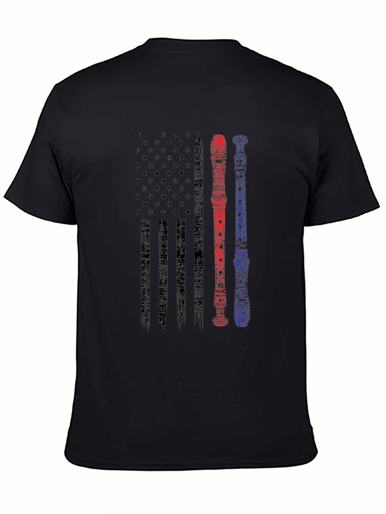 American Flag Recorder Music T-Shirt