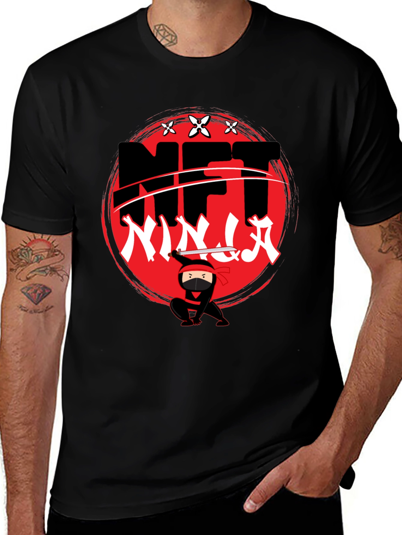 NFT Ninja Graphic T-Shirt - Black Cotton Tee