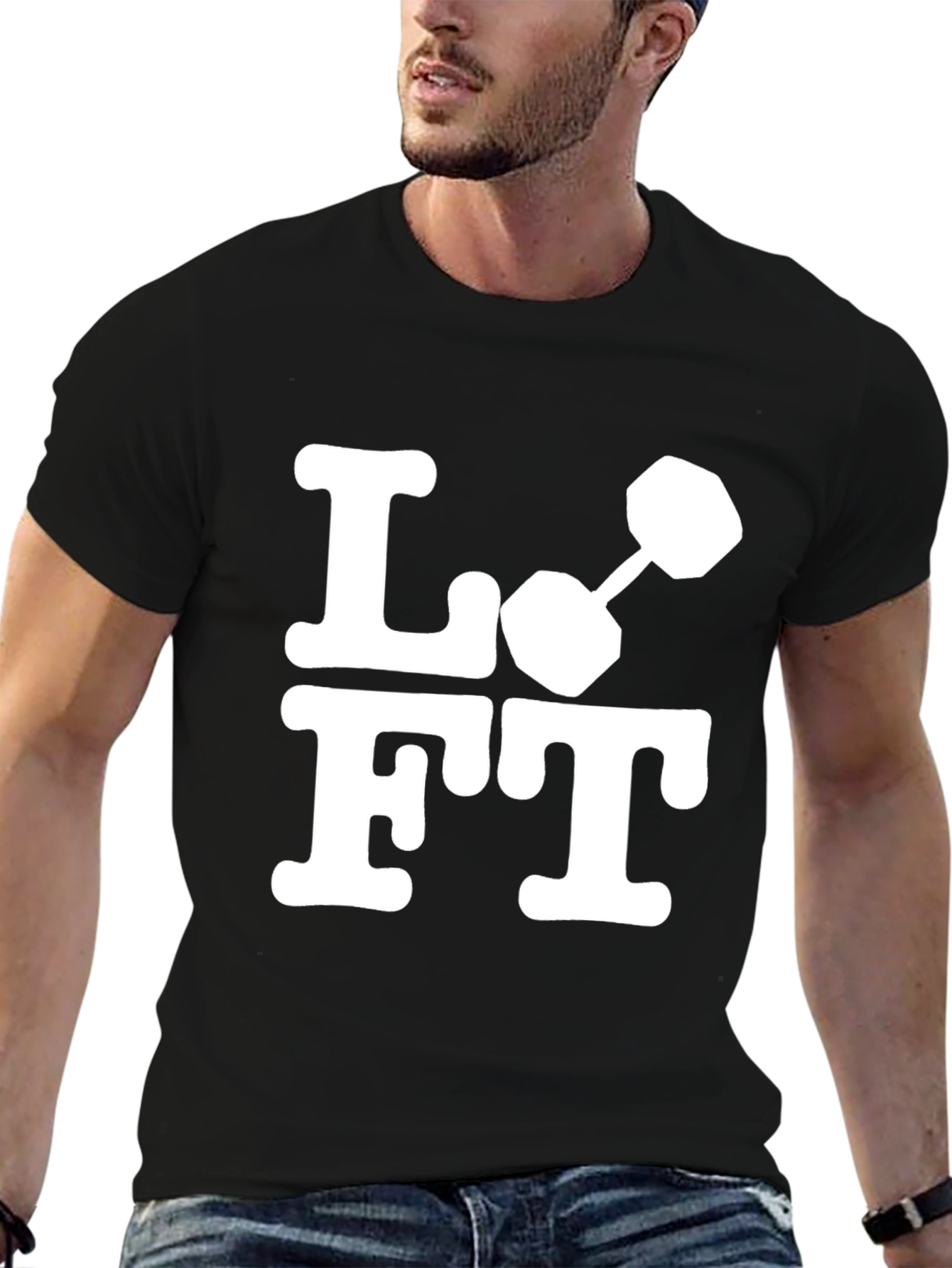 Lift Dumbbell Graphic Tee - Black Cotton Gym Shirt