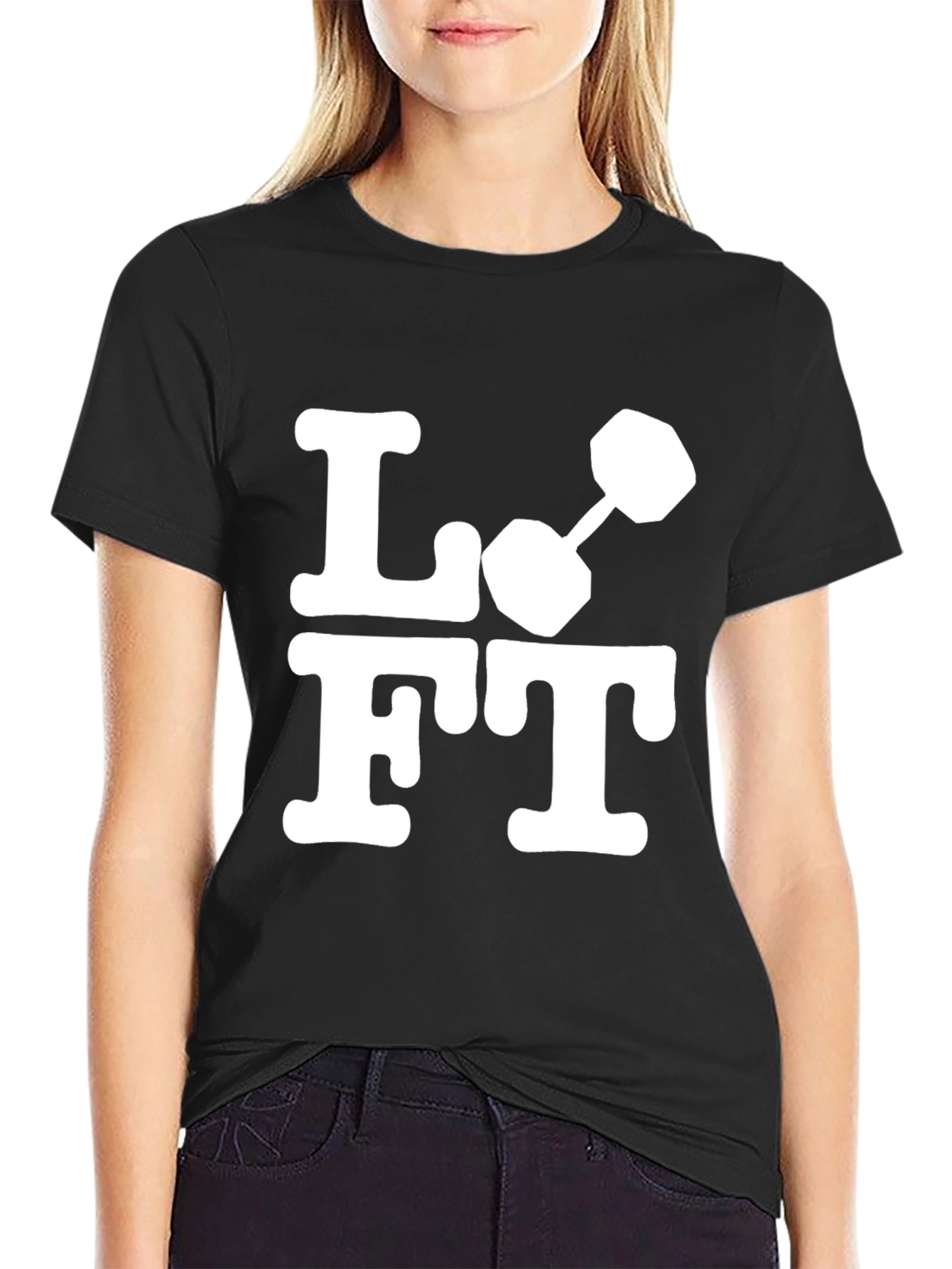 Lift Dumbbell Graphic Tee - Black Cotton Gym Shirt