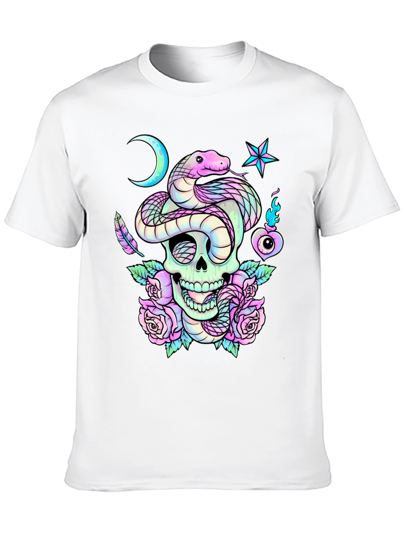 Skull Snake Roses Graphic T-Shirt