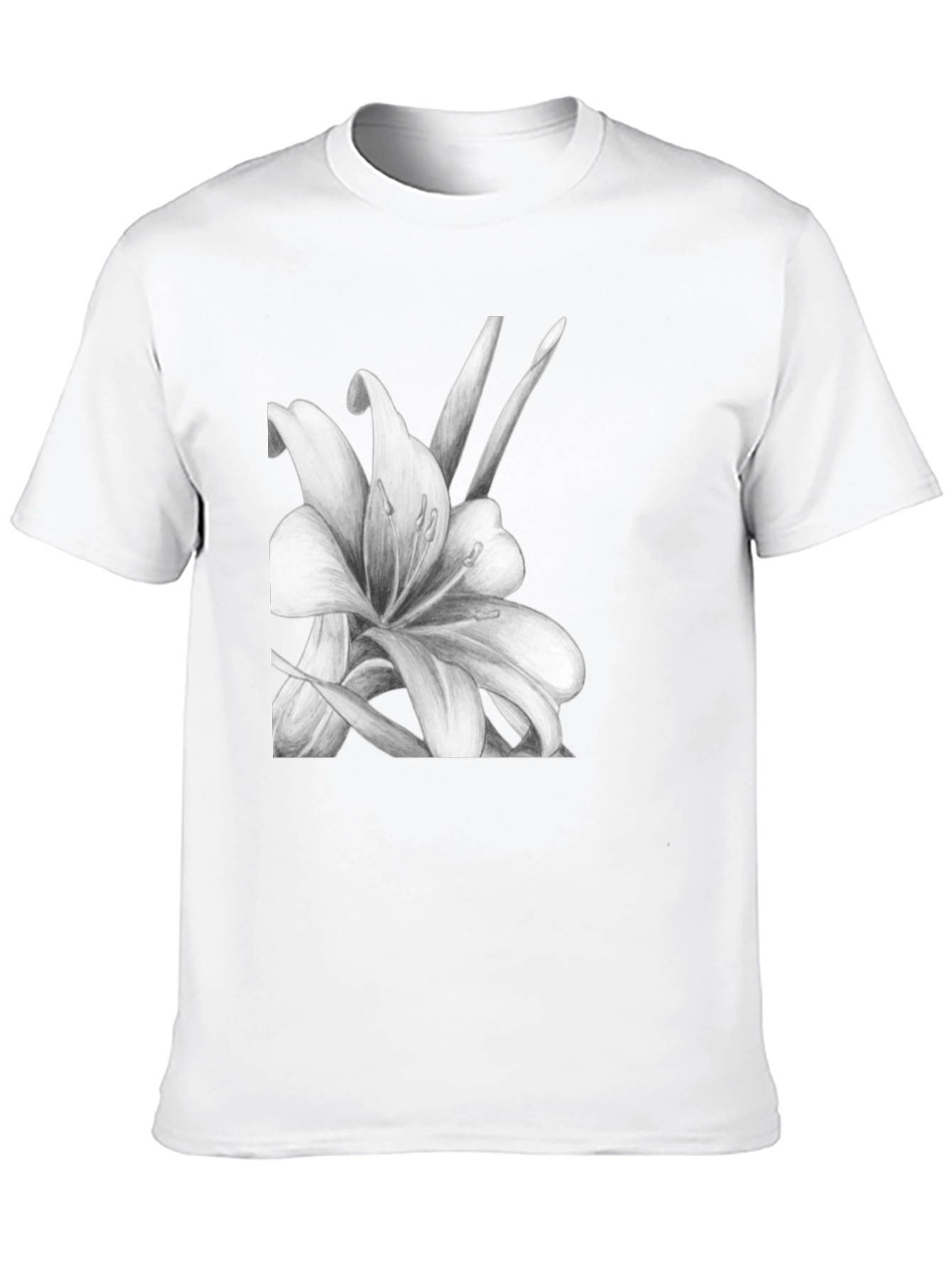 Elegant Lily Graphic Black T-Shirt