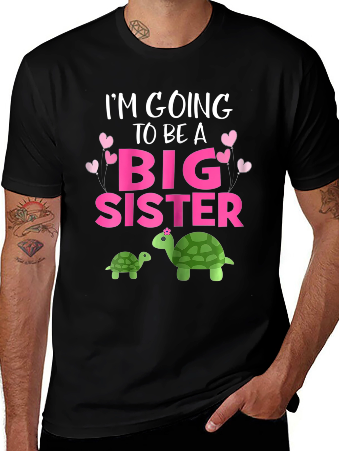 Big Sister Turtle Graphic Tee - Pregnancy Announcement Shirt