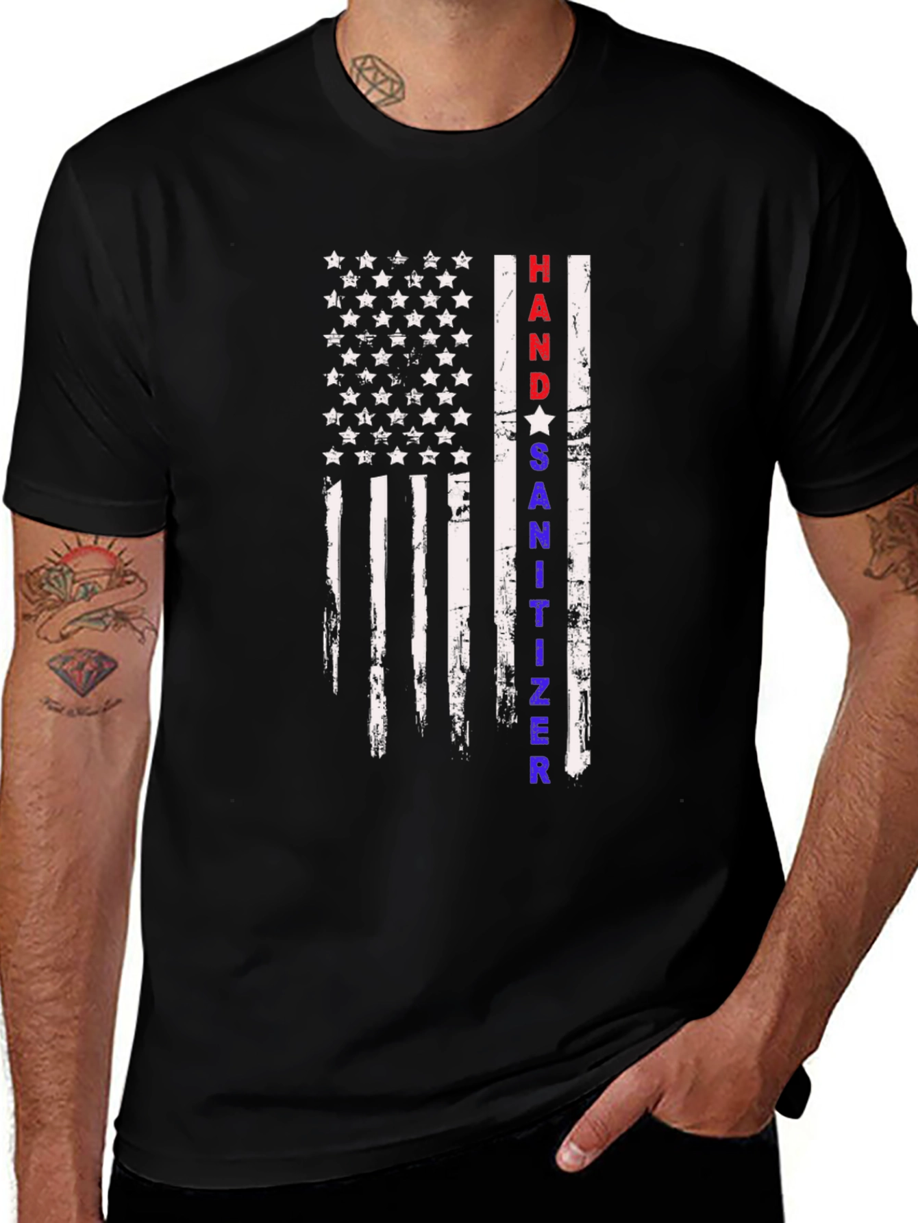 Hand Sanitizer USA Flag Patriotic T-Shirt