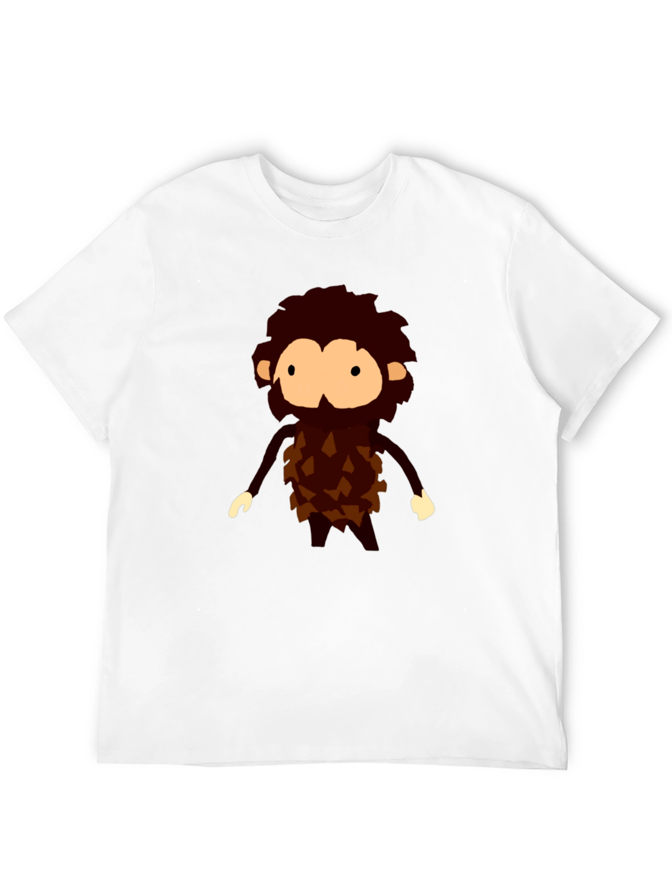 Cartoon Caveman Graphic Tee - Black Casual T-Shirt
