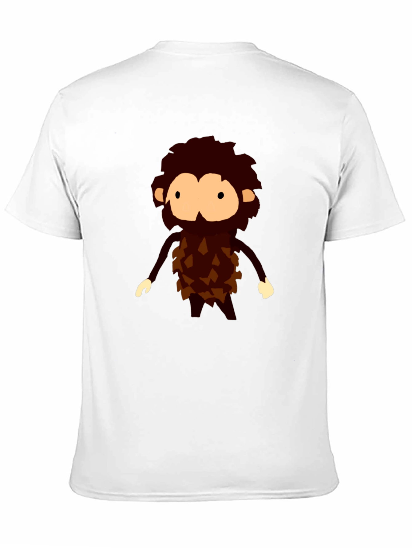 Cartoon Caveman Graphic Tee - Black Casual T-Shirt