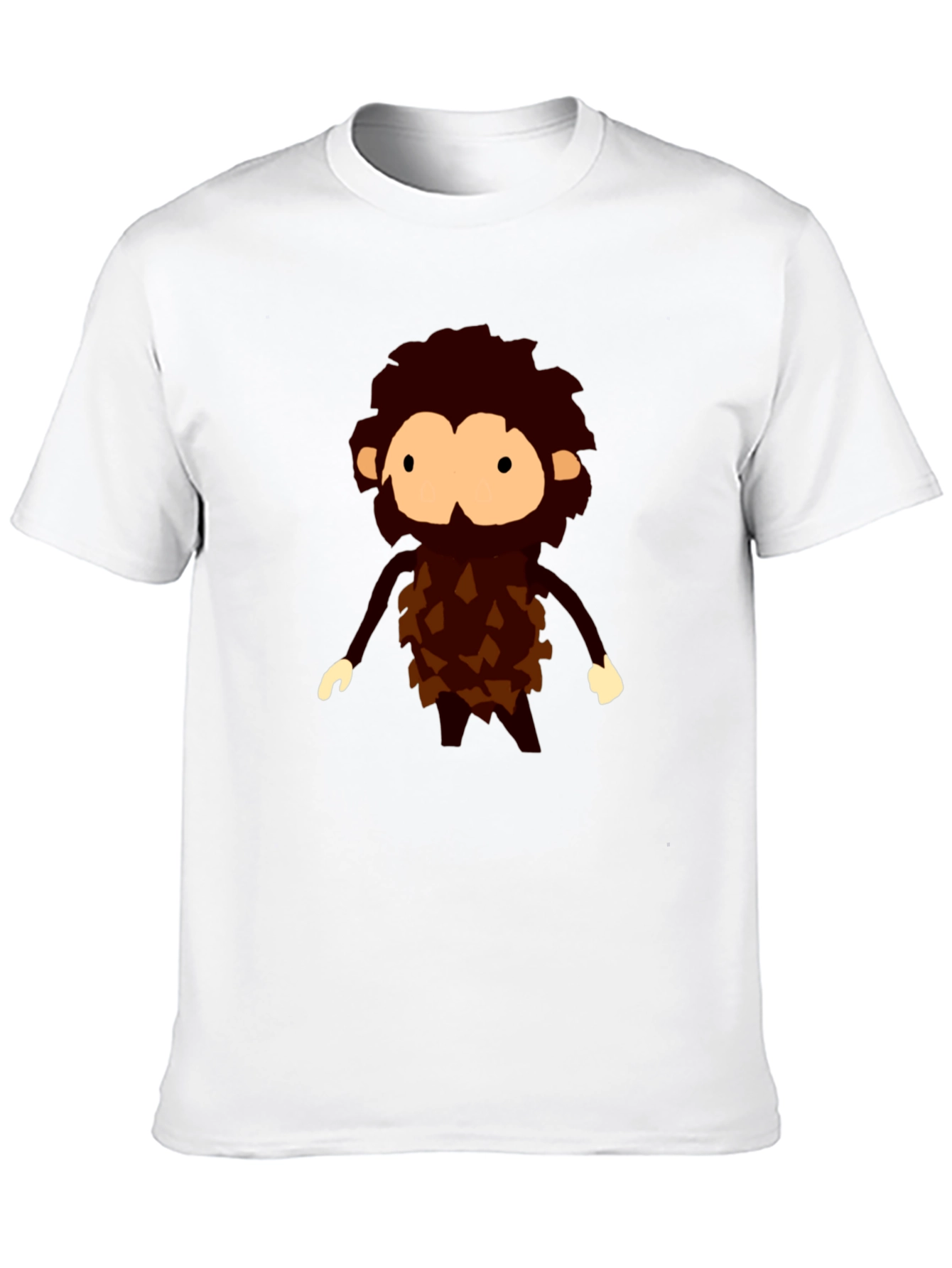 Cartoon Caveman Graphic Tee - Black Casual T-Shirt