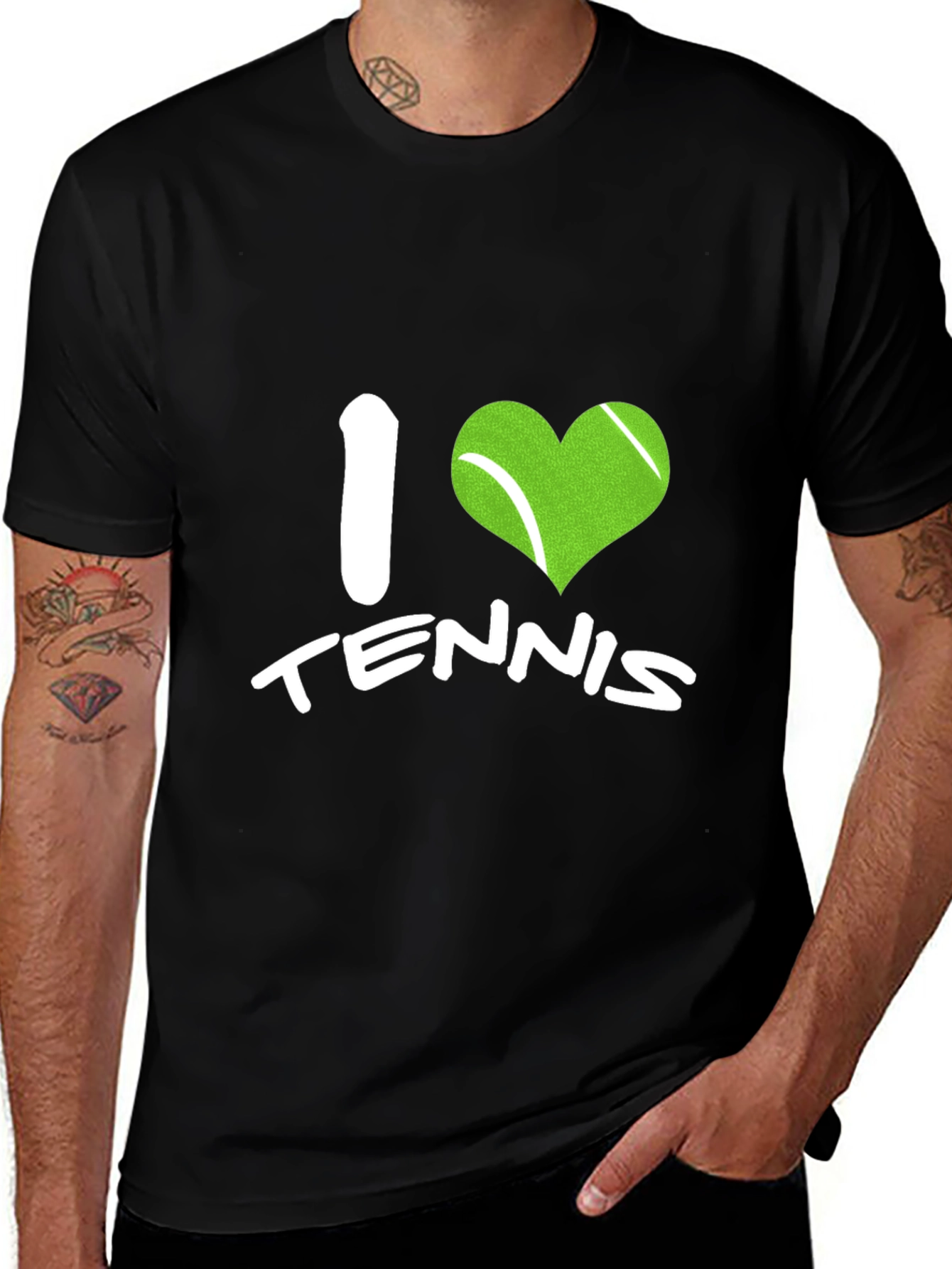 I Love Tennis Black T-Shirt