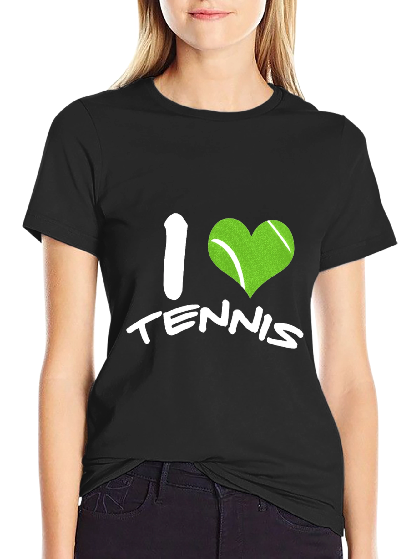 I Love Tennis Black T-Shirt