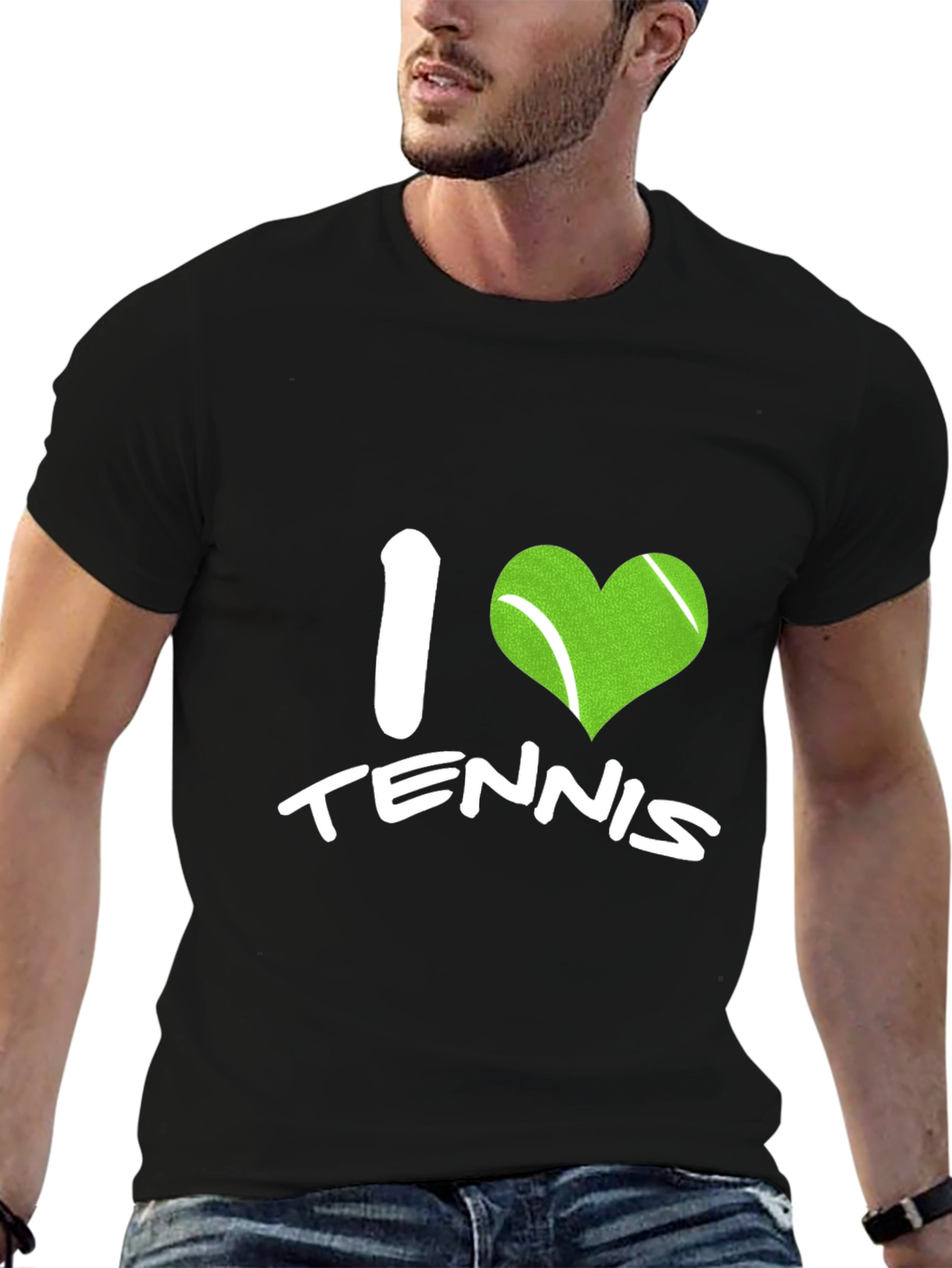 I Love Tennis Black T-Shirt