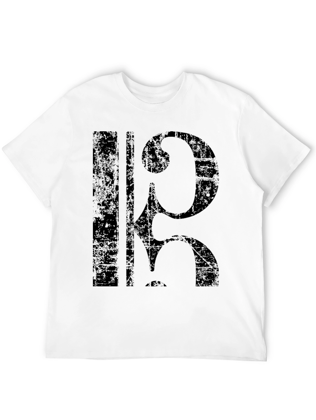 Distressed Cello Clef Graphic T-Shirt - Black