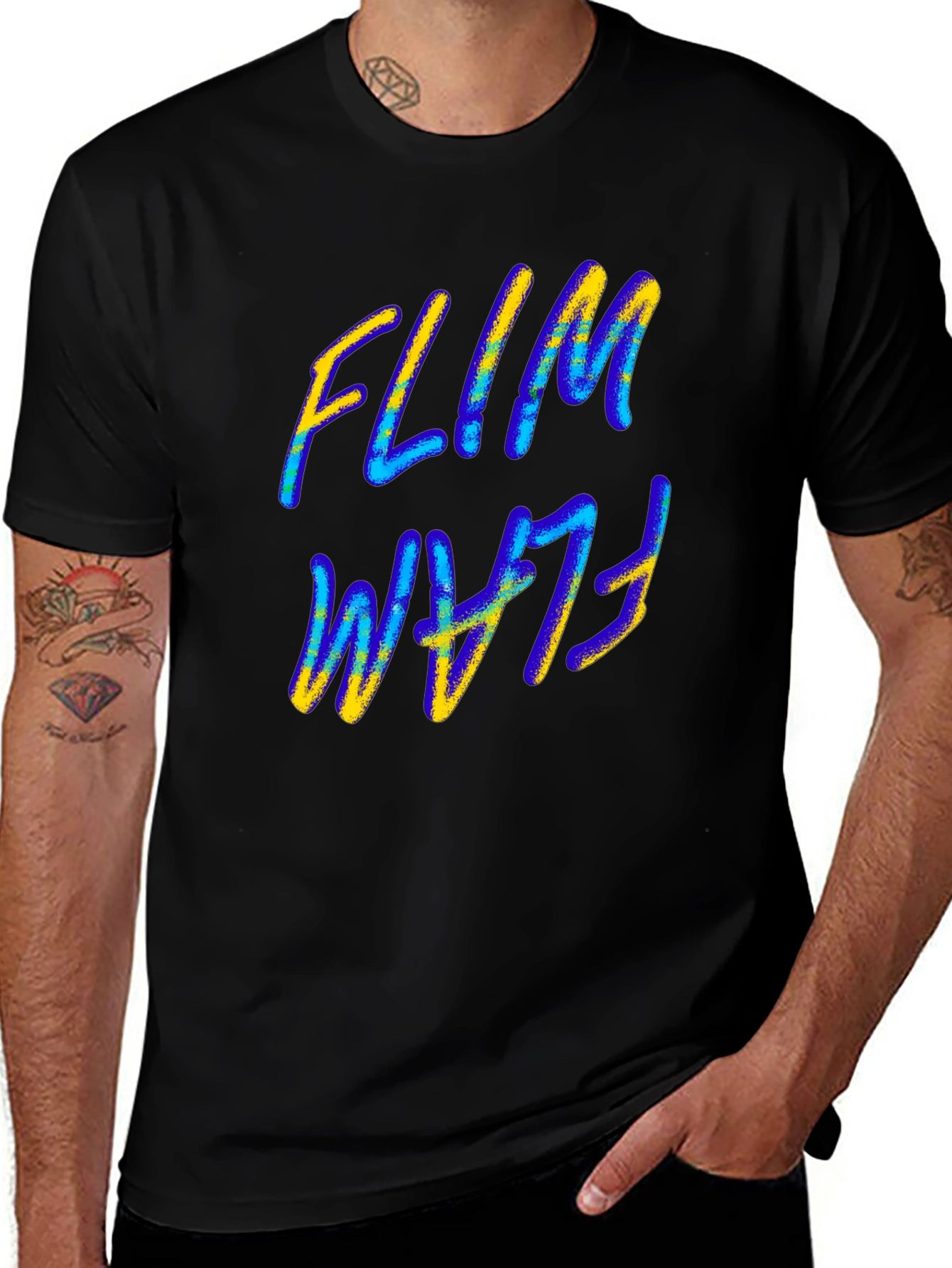 Flim Flam T-Shirt - Black Abstract Design